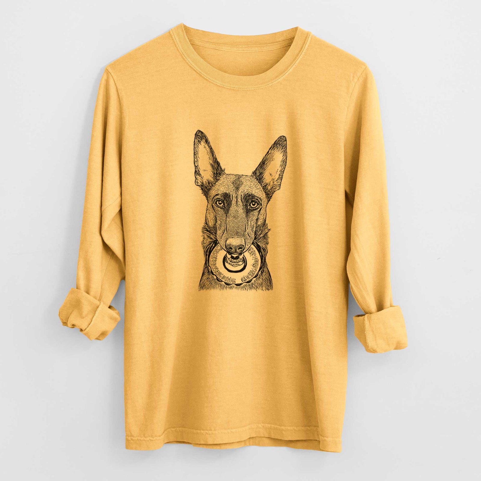 Bare Juno the Belgian Malinois - Men's Heavyweight 100% Cotton Long Sleeve