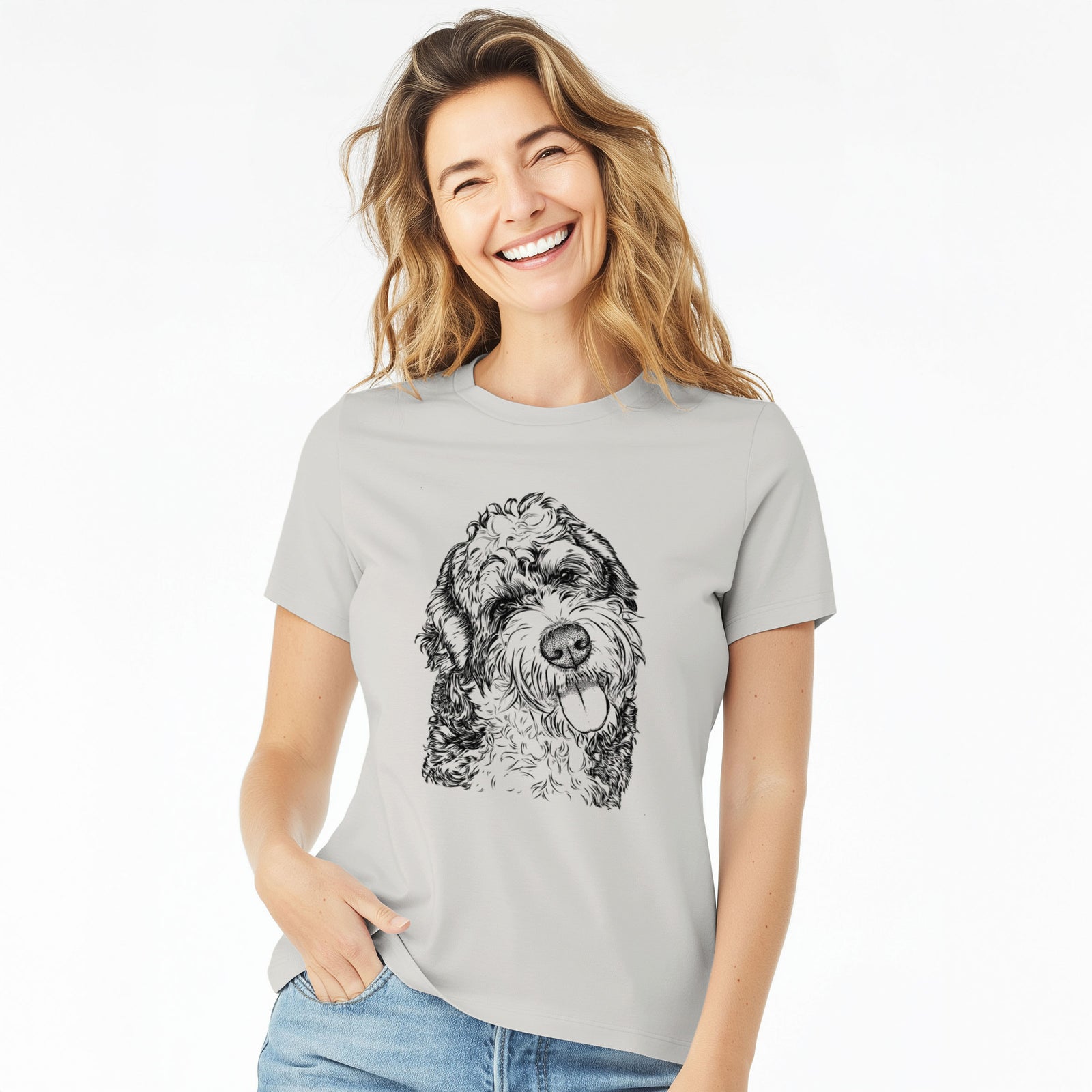 Bare Kaci the Bernedoodle - Women's Lightweight Relaxed Fit 100% Cotton Crewneck
