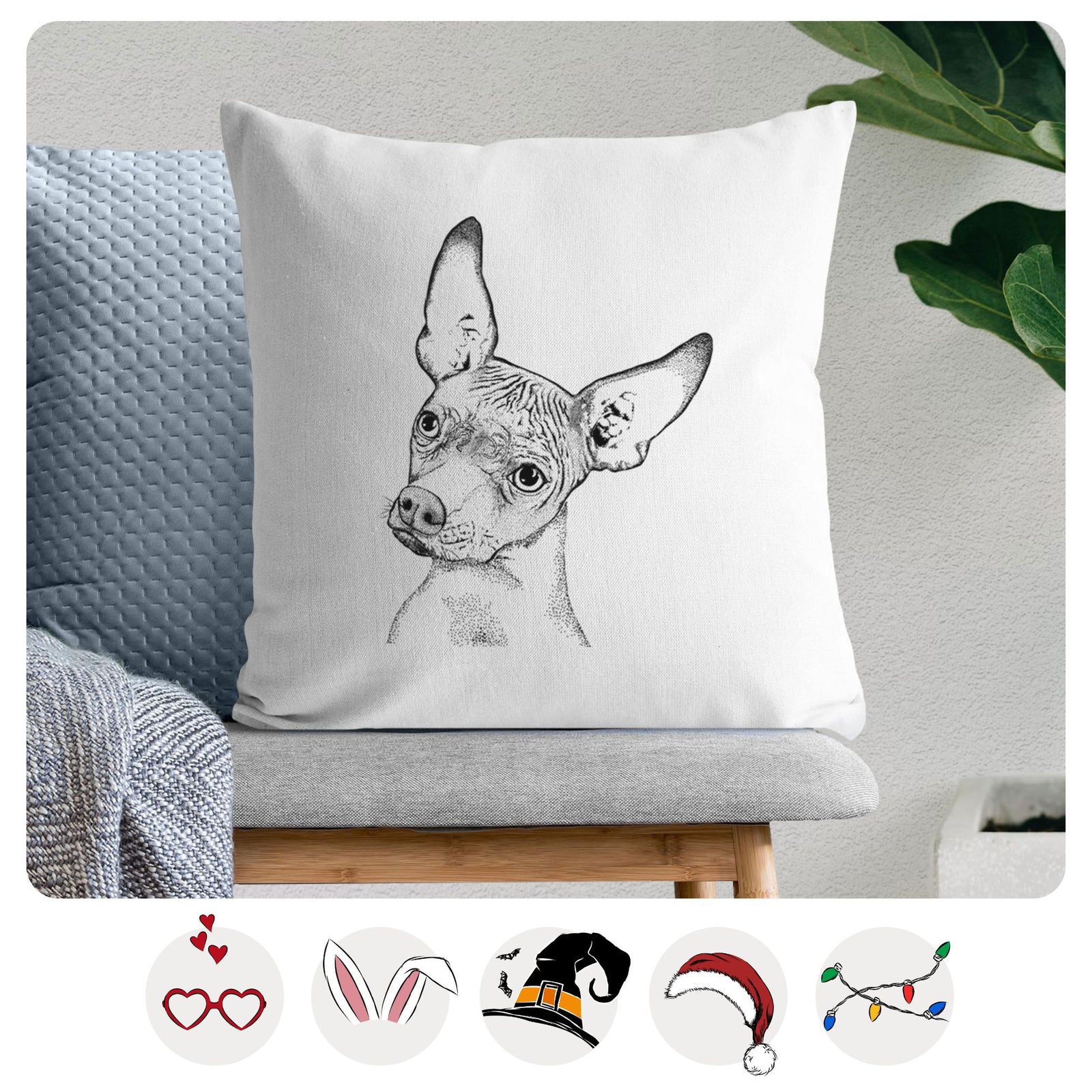 Kahlo the Xoloitzcuintli - Throw Pillow Cover