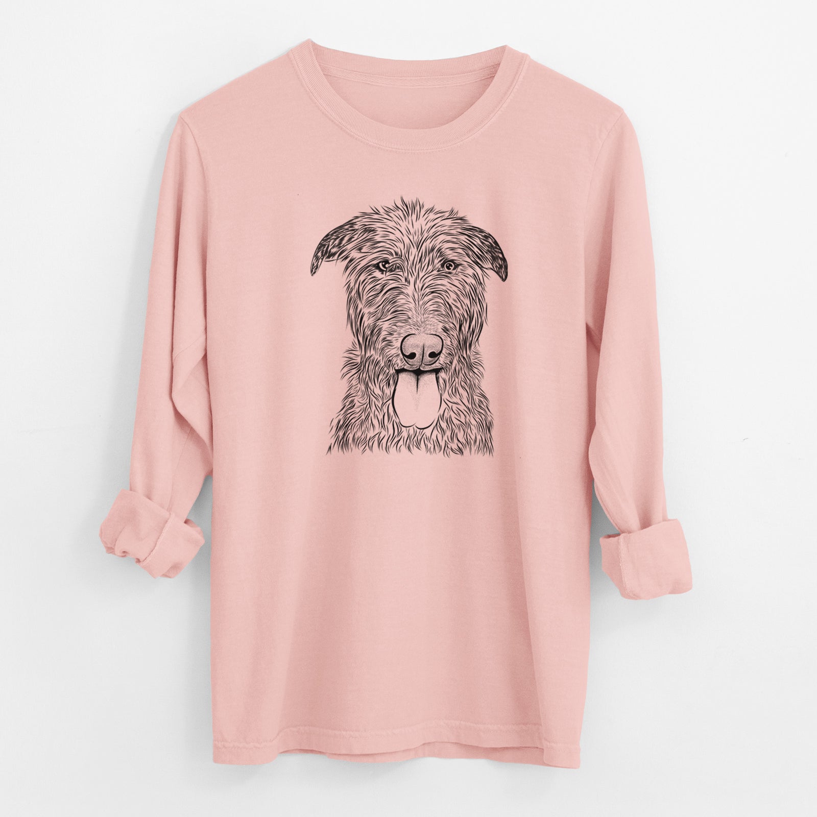 Bare Keeva the Irish Wolfhound - Men's Heavyweight 100% Cotton Long Sleeve
