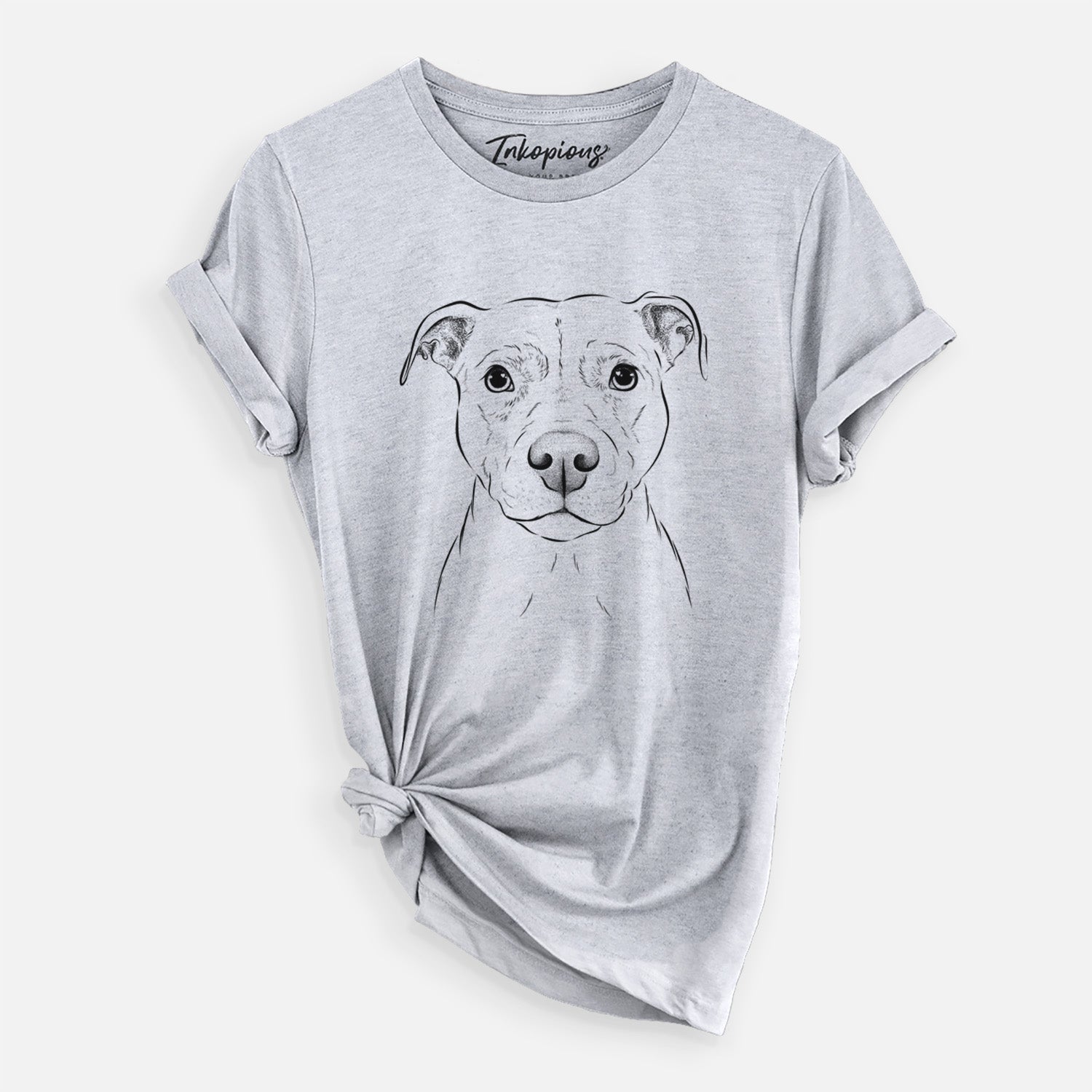Hand-drawn sketch of Khaleesi the Pitbull on a Grey Unisex crewneck
