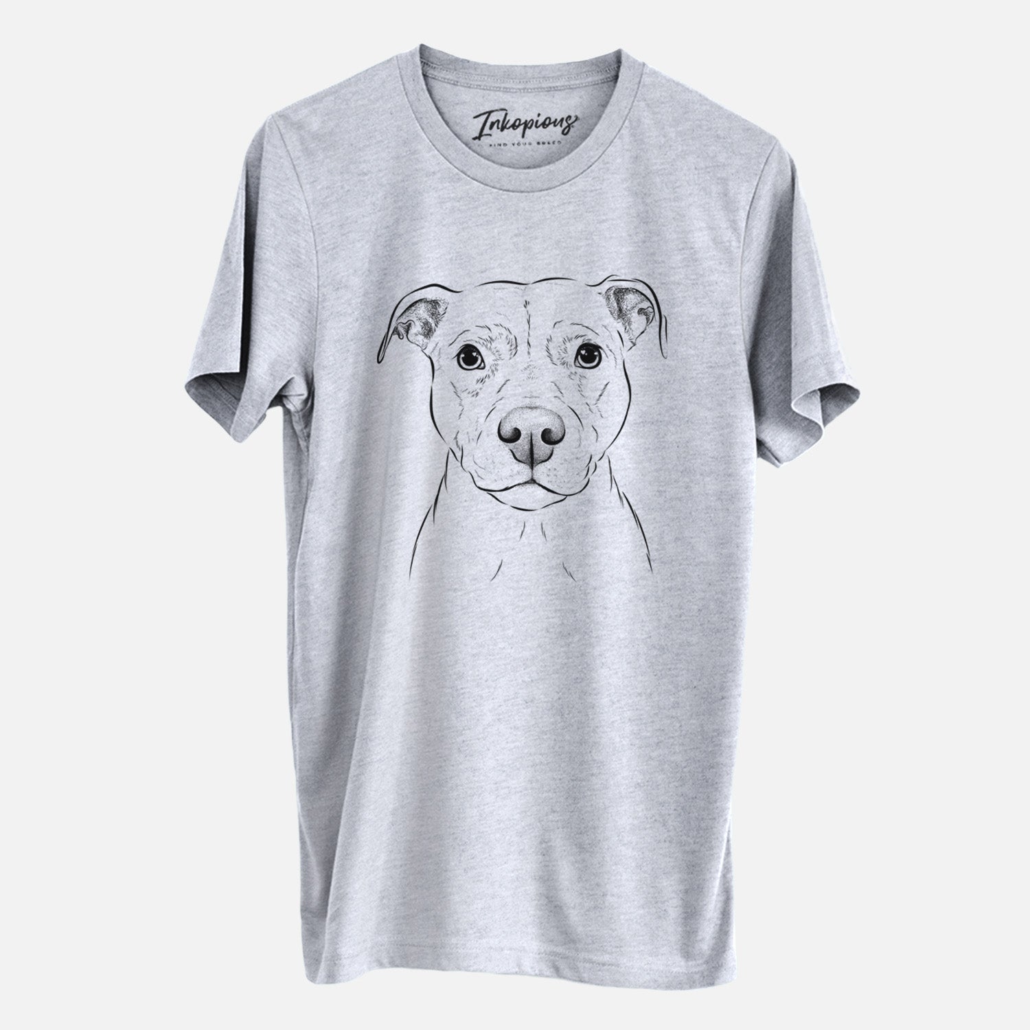 Hand-drawn sketch of Khaleesi the Pitbull on a Grey Unisex crewneck
