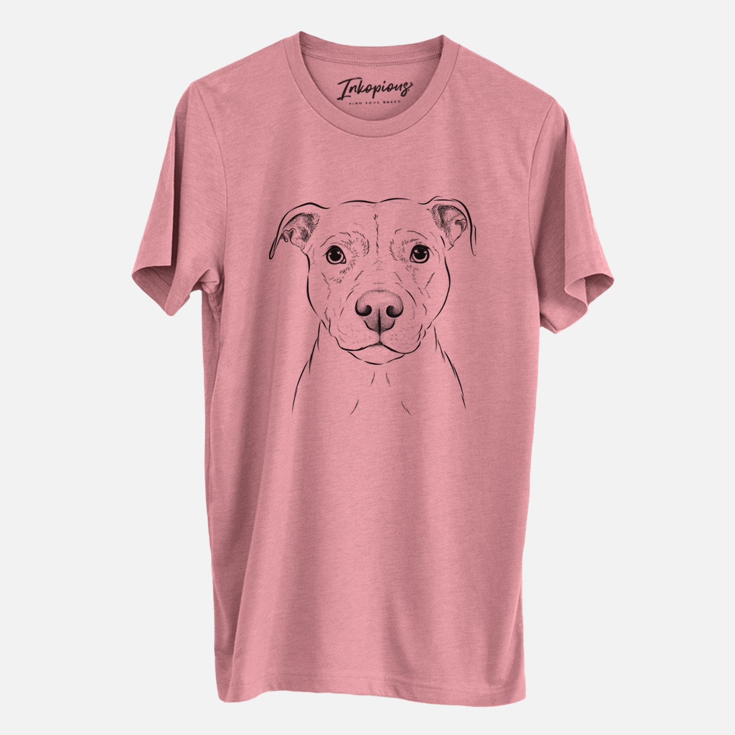 Hand-drawn sketch of Khaleesi the Pitbull on a Mauve Unisex crewneck