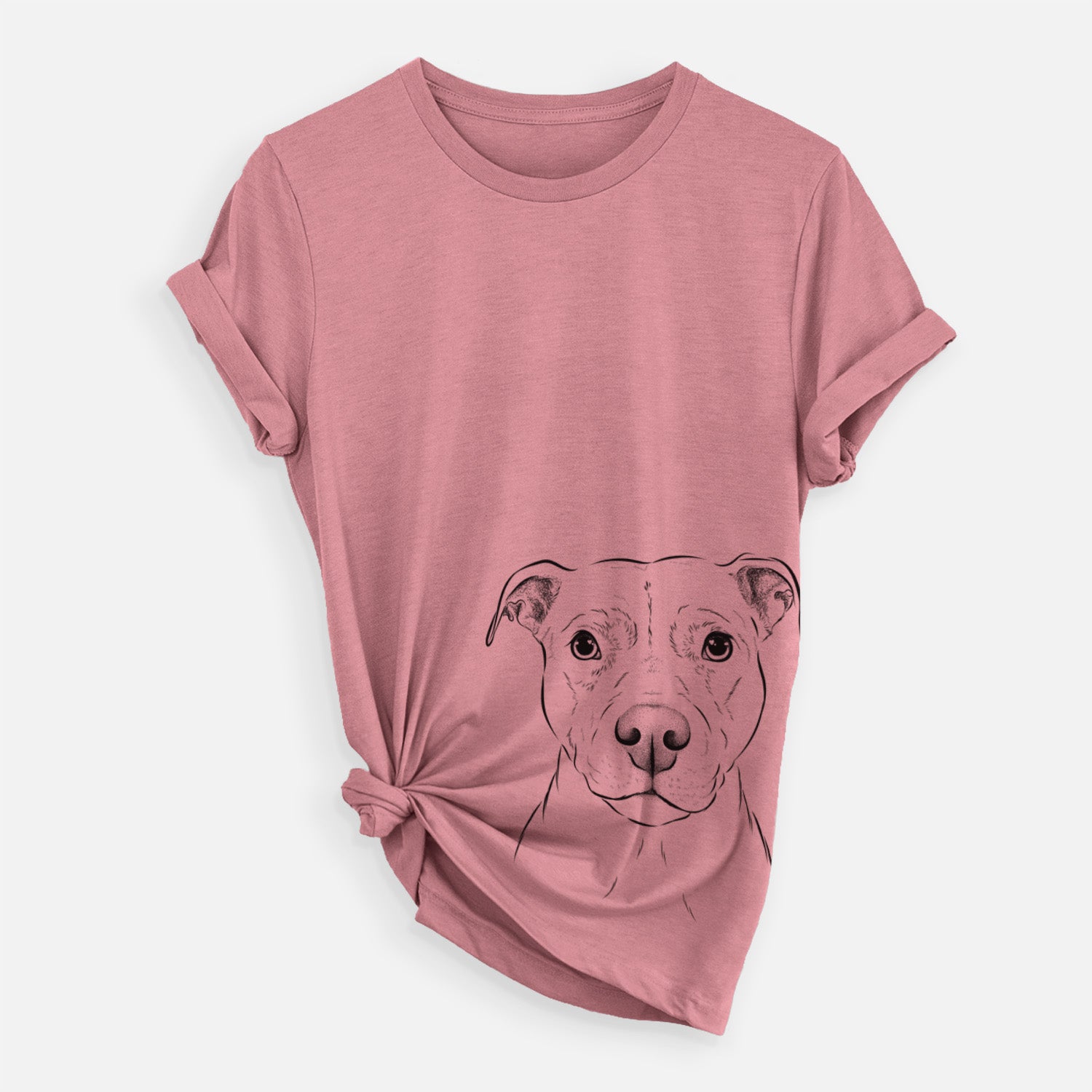 Hand-drawn sketch of Khaleesi the Pitbull on a Mauve Unisex crewneck