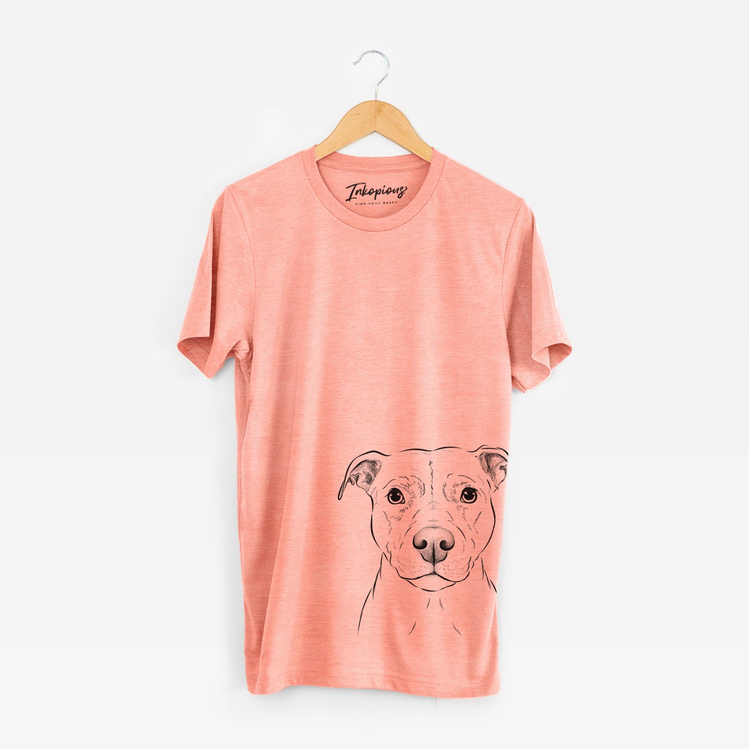 Hand-drawn sketch of Khaleesi the Pitbull on a Sunset Unisex crewneck