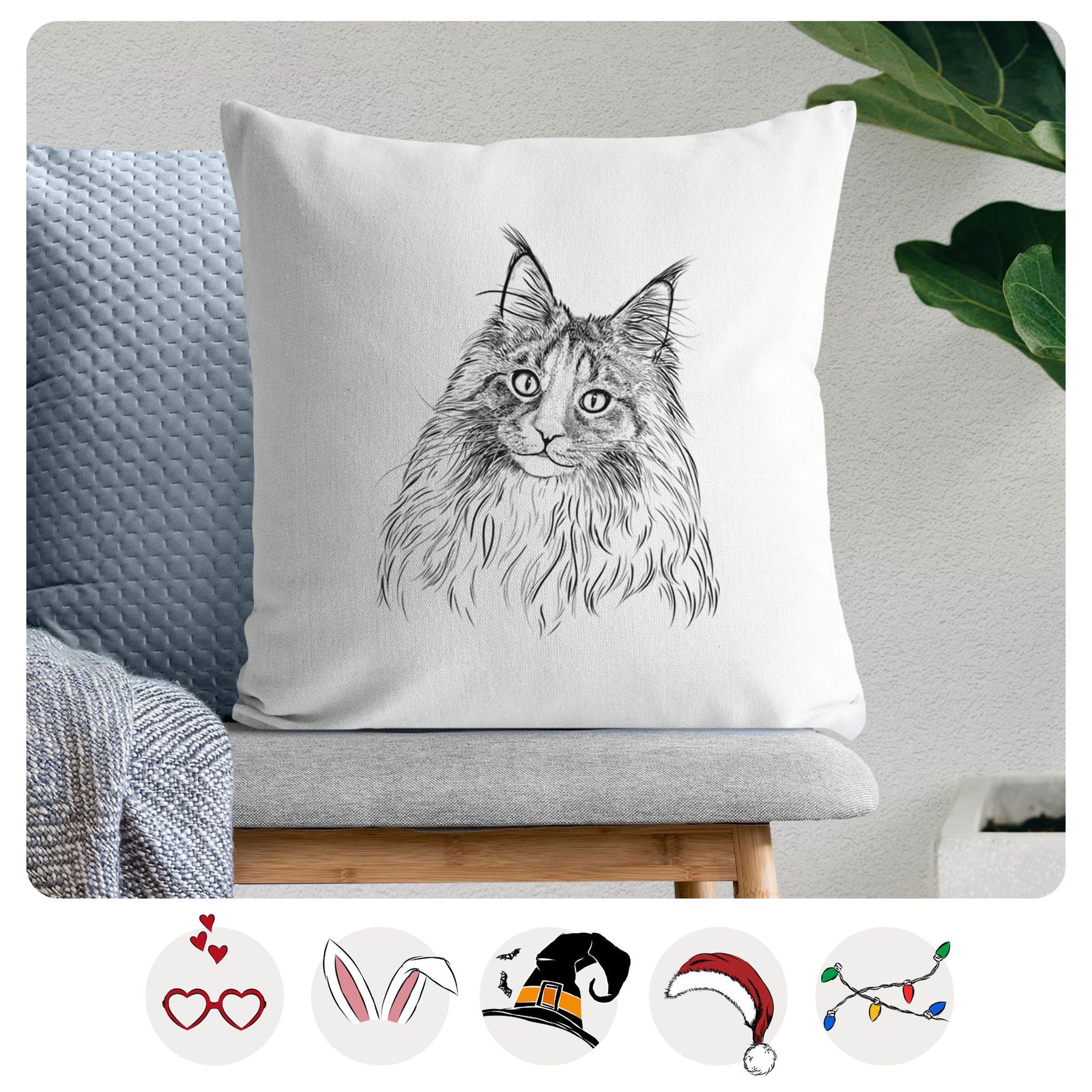 Kiki the Maine Coon Cat - Throw Pillow Cover
