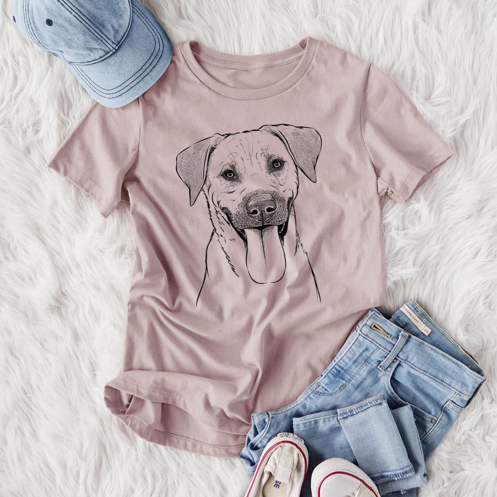 Bare Koda the Black Mouth Cur - Women's Lightweight Relaxed Fit 100% Cotton Crewneck