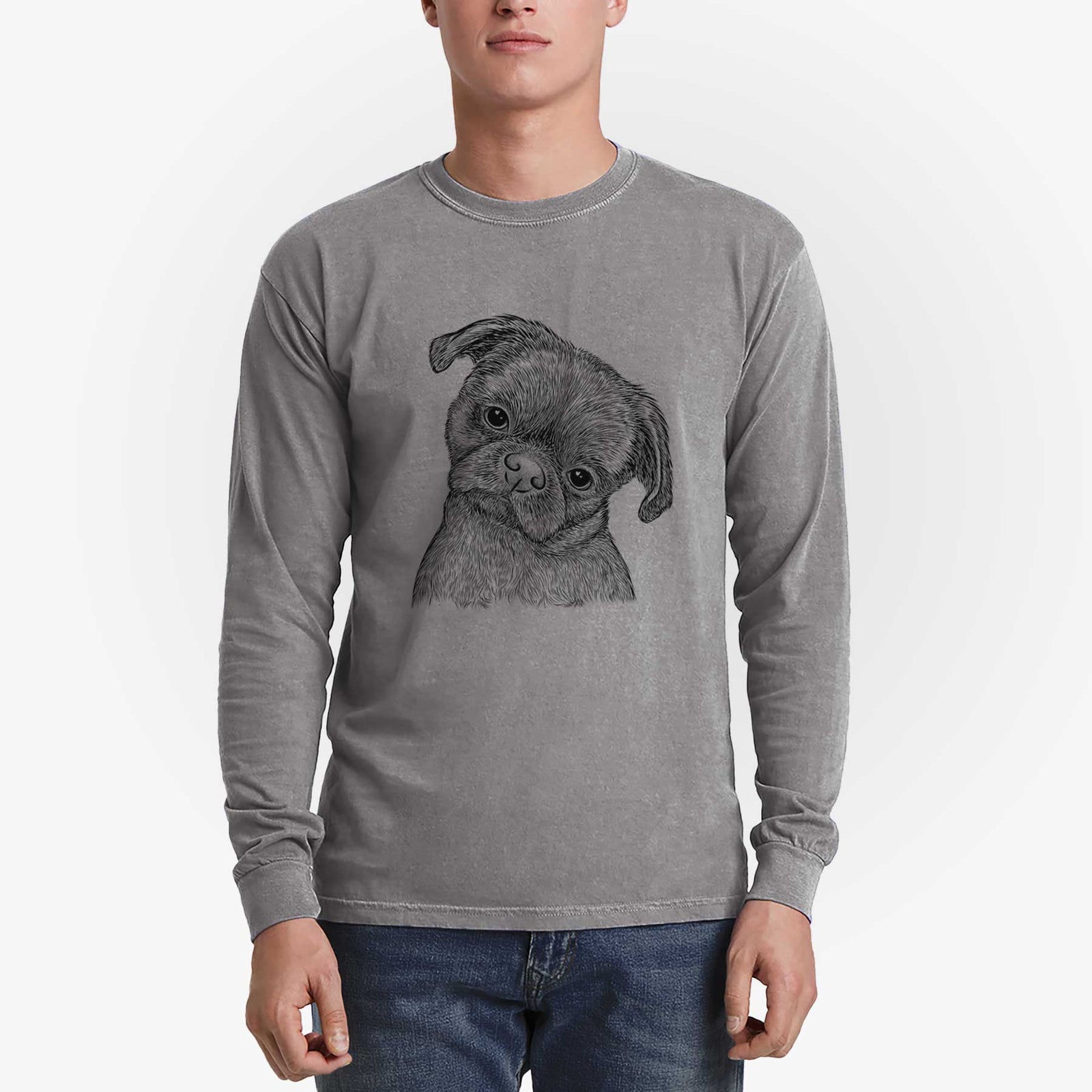 Bare Koko the Shih Tzu - Men's Heavyweight 100% Cotton Long Sleeve