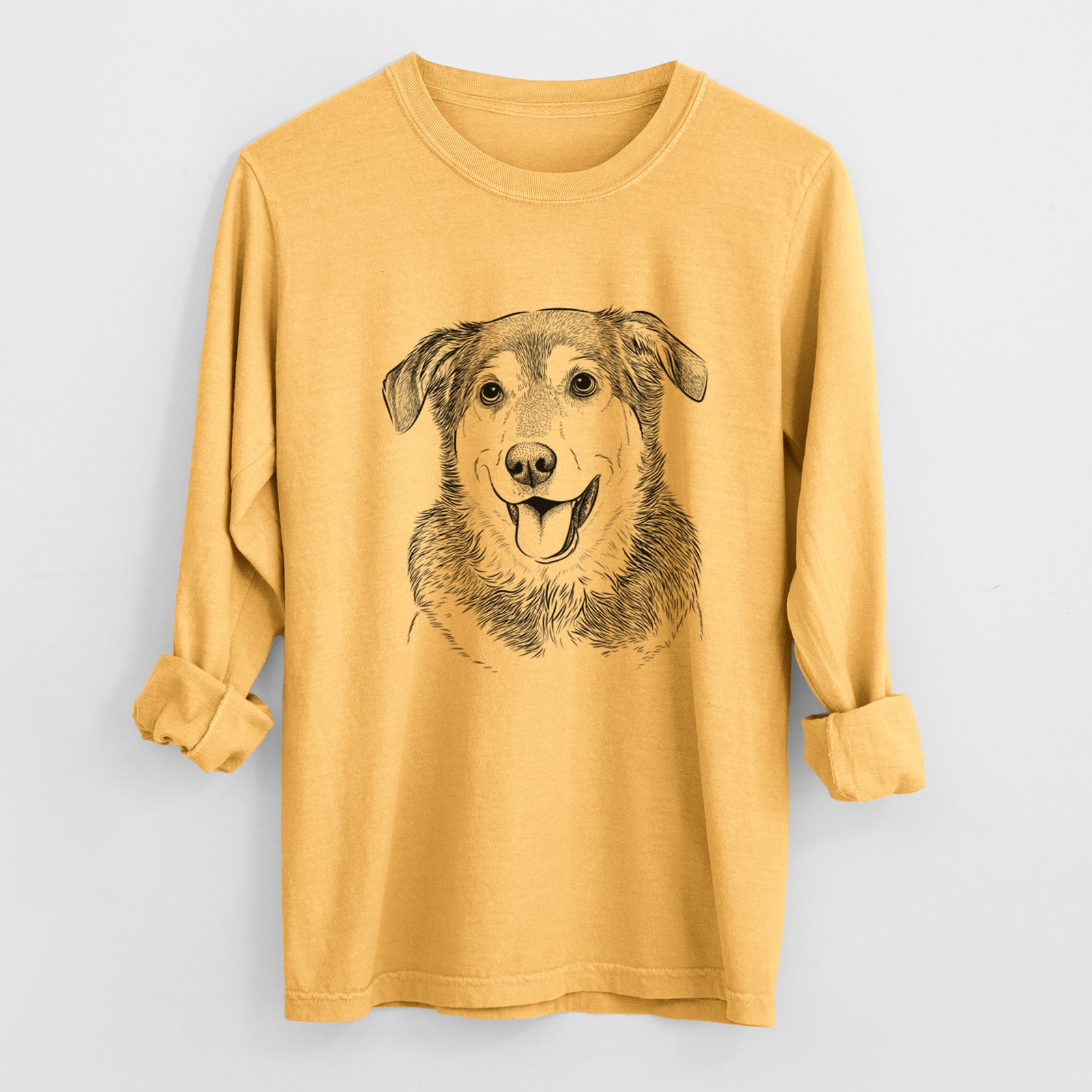 Bare Lance the Lab/Shepherd Mix - Men's Heavyweight 100% Cotton Long Sleeve