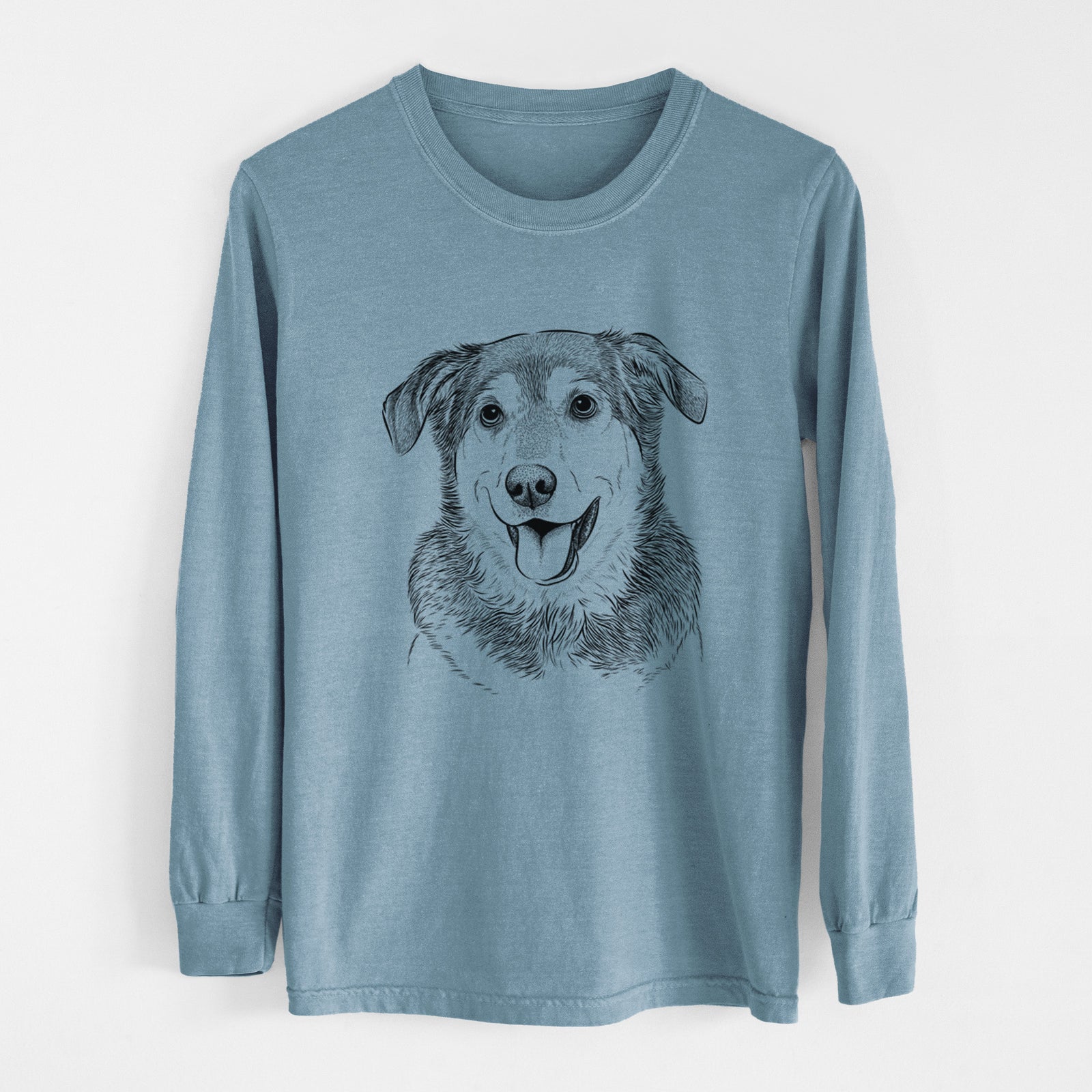 Bare Lance the Lab/Shepherd Mix - Men's Heavyweight 100% Cotton Long Sleeve