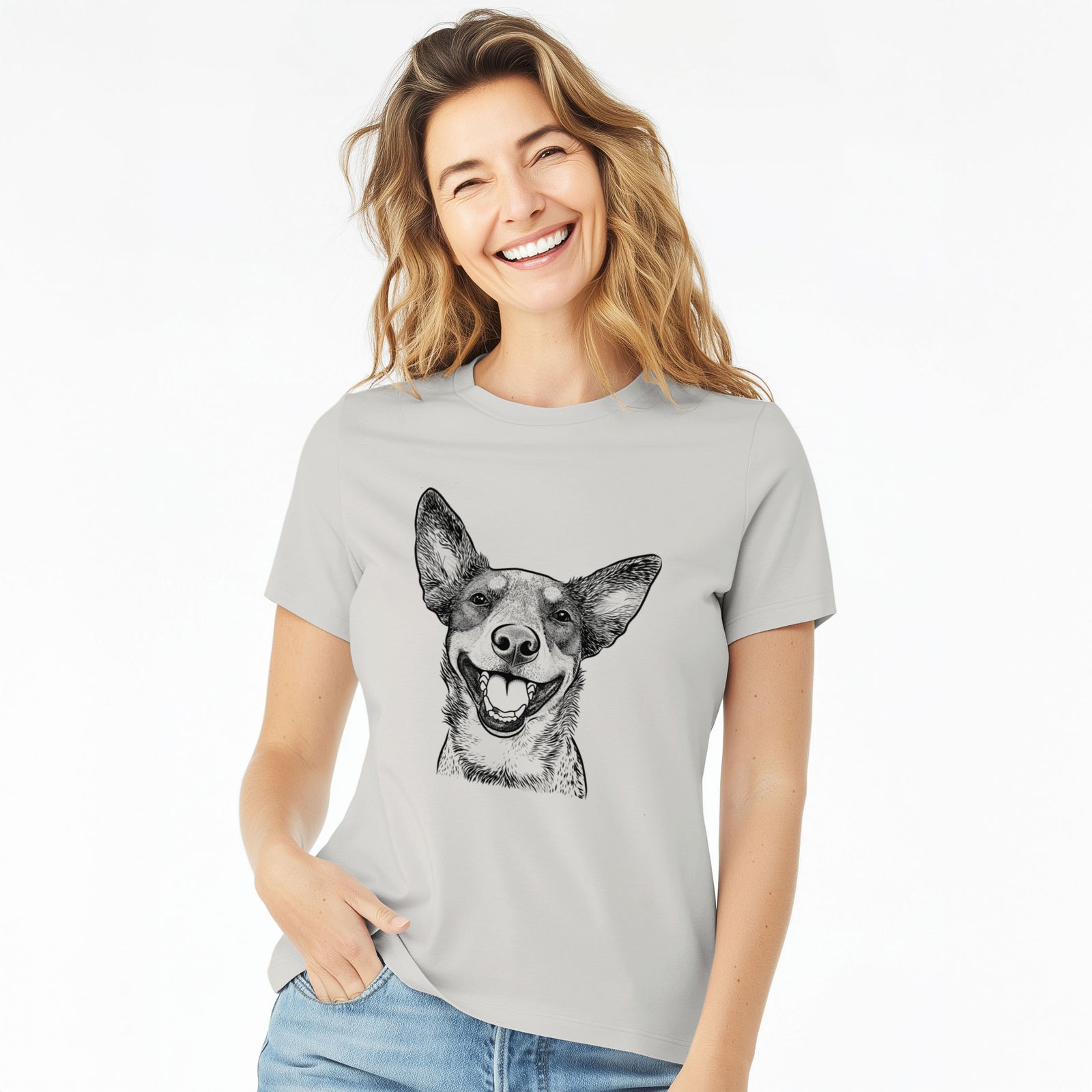 Bare Lily the Australian Cattle Dog - Women's Lightweight Relaxed Fit 100% Cotton Crewneck