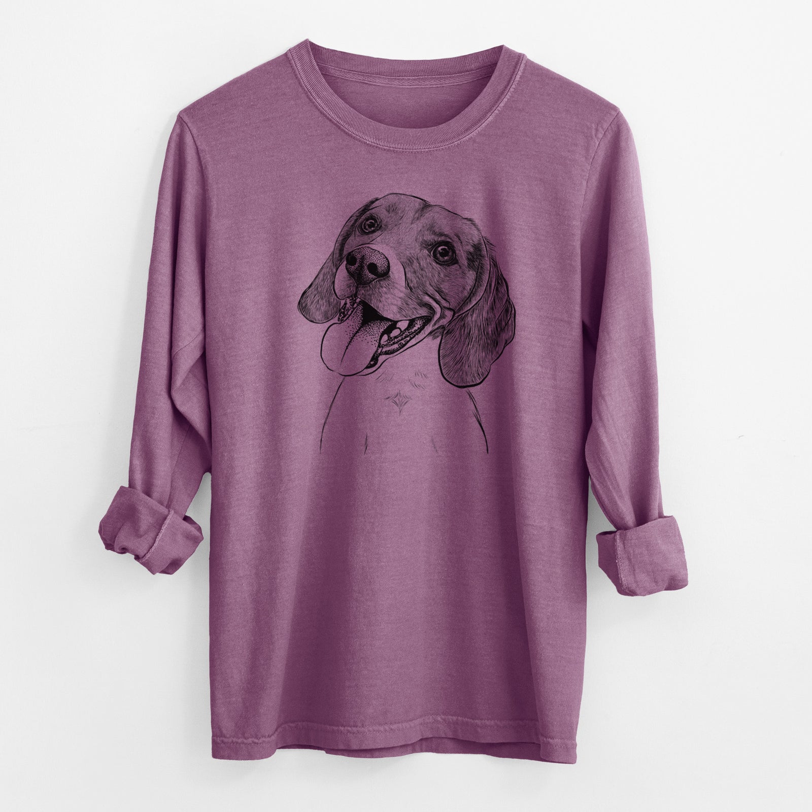 Bare Little Bandit the Beagle - Men's Heavyweight 100% Cotton Long Sleeve