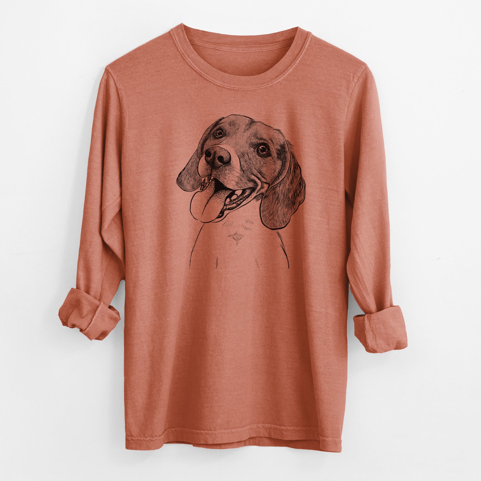 Bare Little Bandit the Beagle - Men's Heavyweight 100% Cotton Long Sleeve