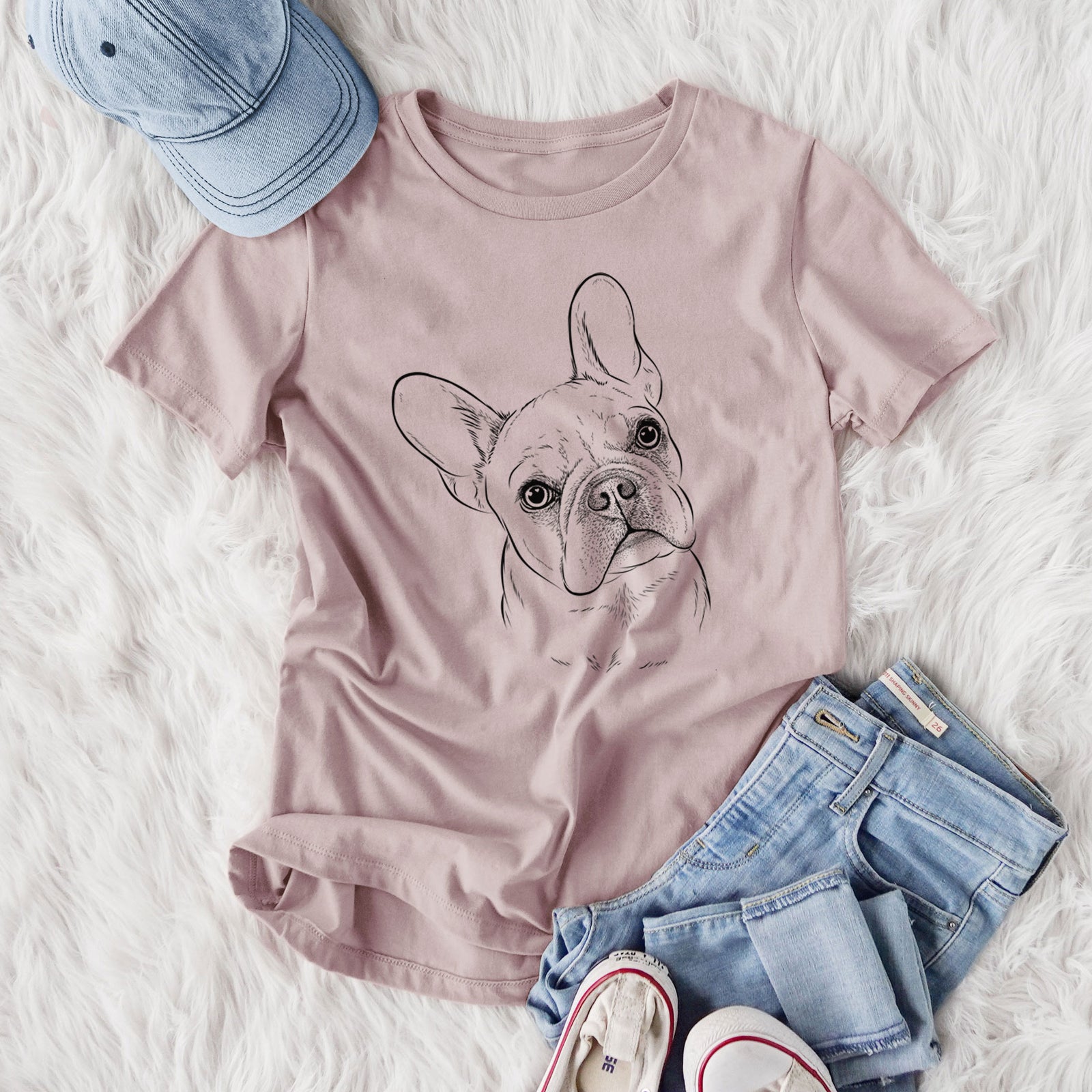 Bare Loki the French Bulldog - Women's Lightweight Relaxed Fit 100% Cotton Crewneck