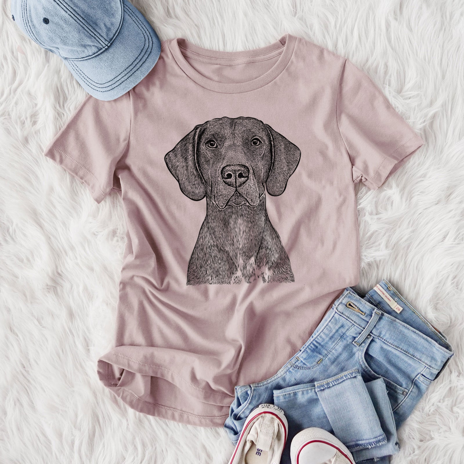 Bare Lucifer the German Shorthaired Pointer - Women's Lightweight Relaxed Fit 100% Cotton Crewneck