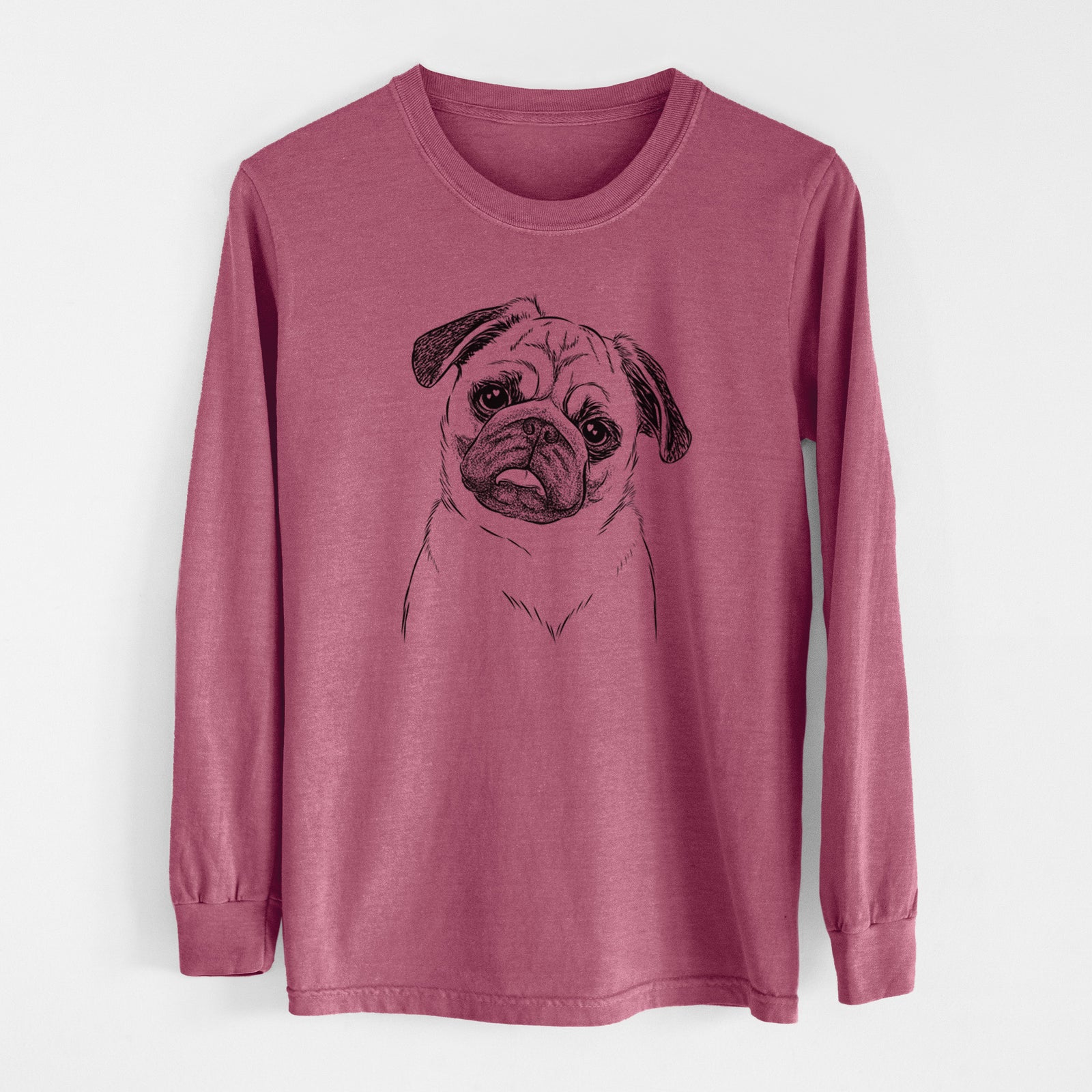 Bare Macy the Pug - Men's Heavyweight 100% Cotton Long Sleeve