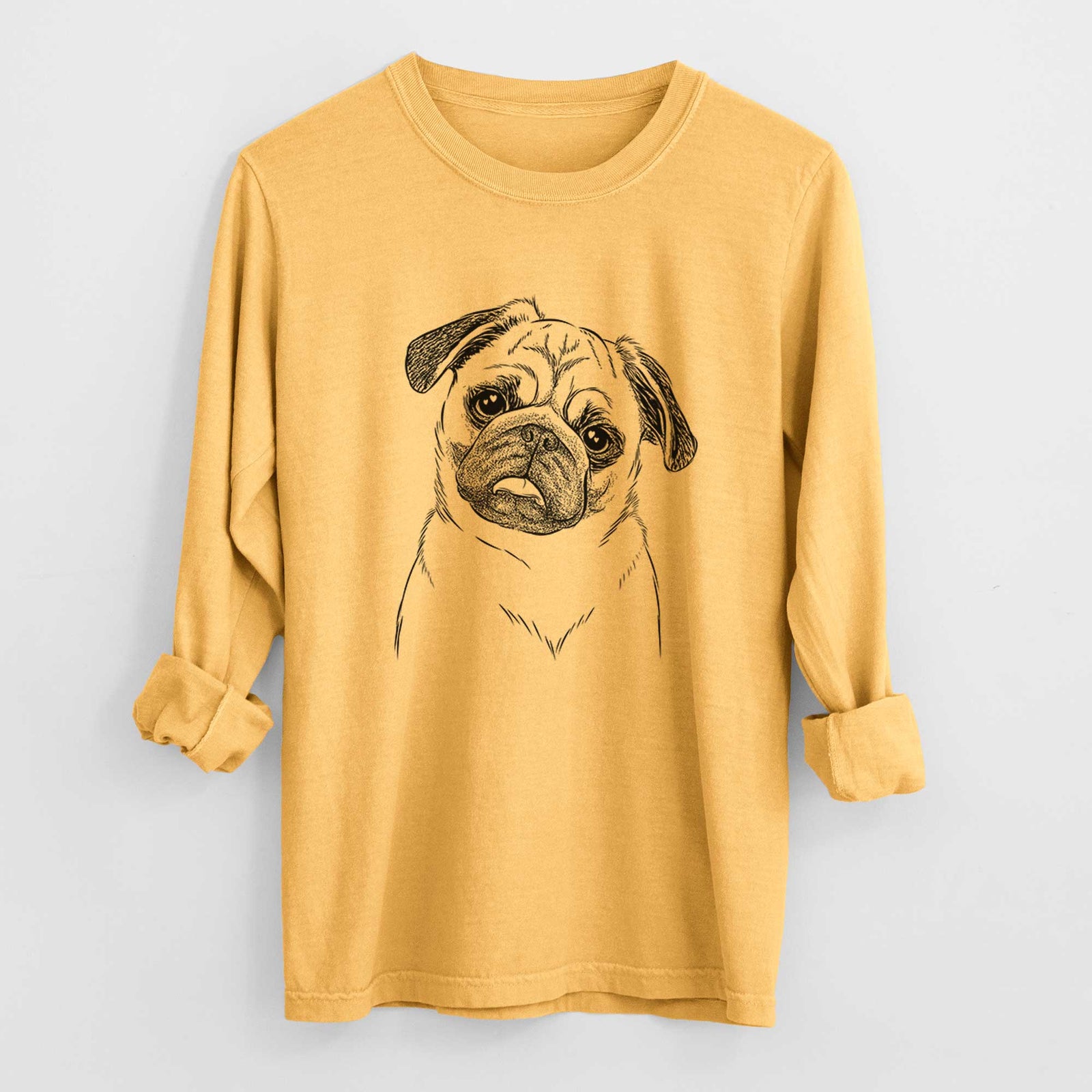 Bare Macy the Pug - Men's Heavyweight 100% Cotton Long Sleeve