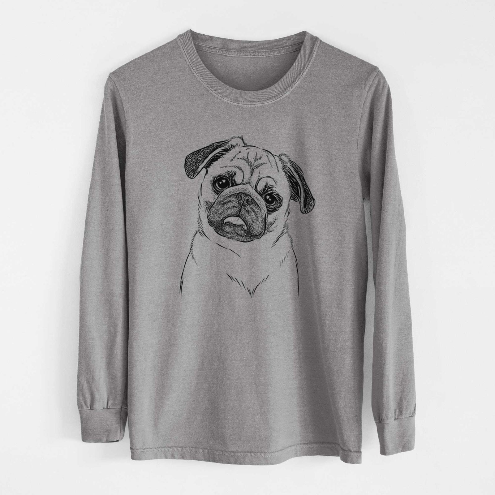 Bare Macy the Pug - Men's Heavyweight 100% Cotton Long Sleeve