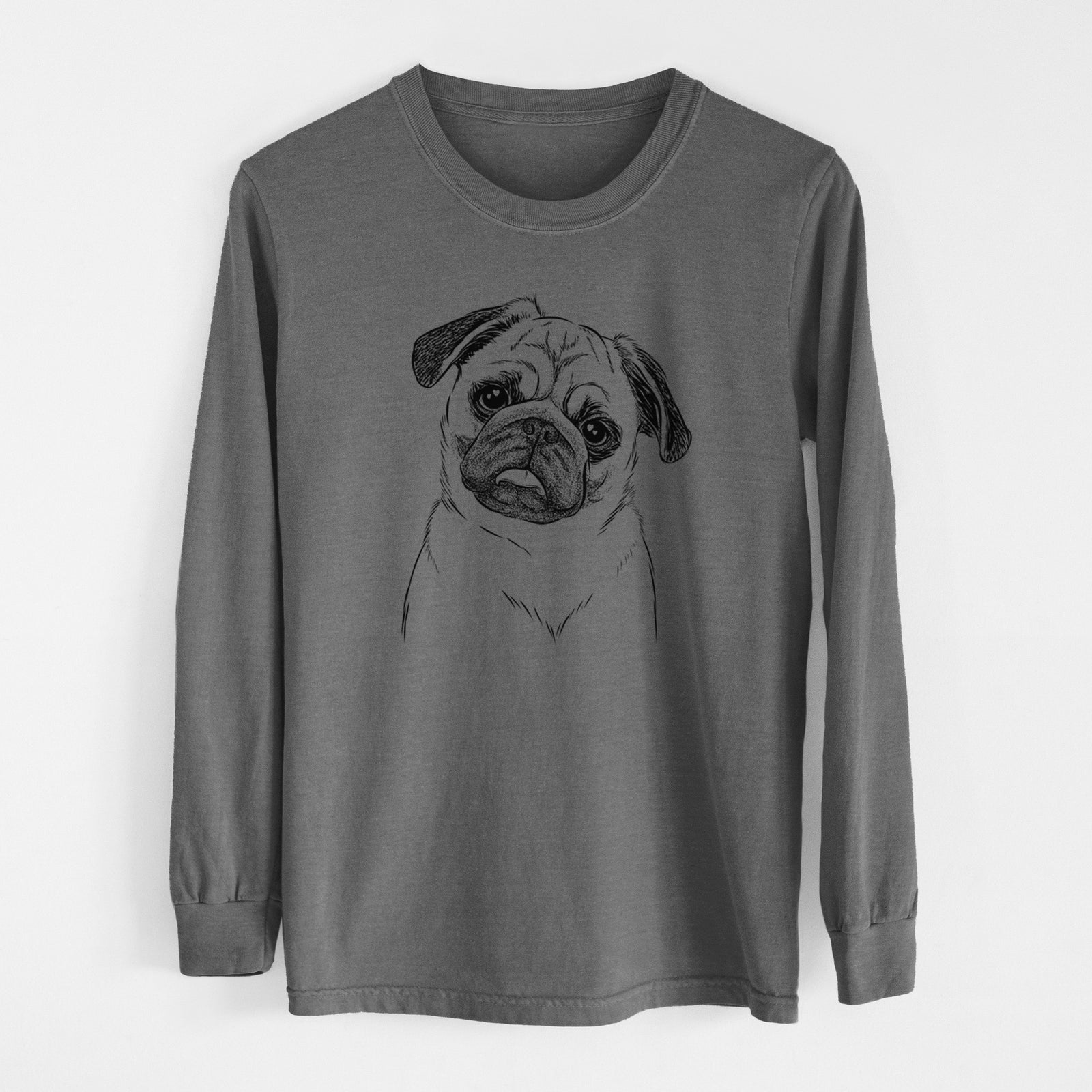 Bare Macy the Pug - Men's Heavyweight 100% Cotton Long Sleeve