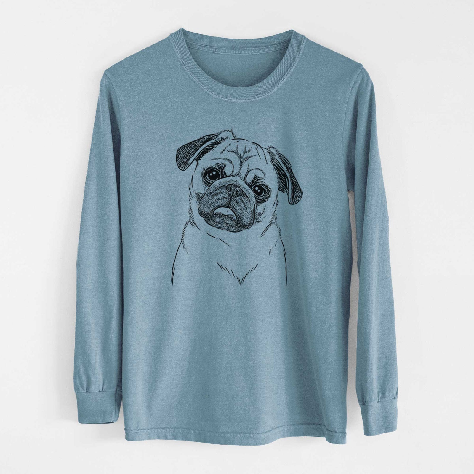 Bare Macy the Pug - Men's Heavyweight 100% Cotton Long Sleeve