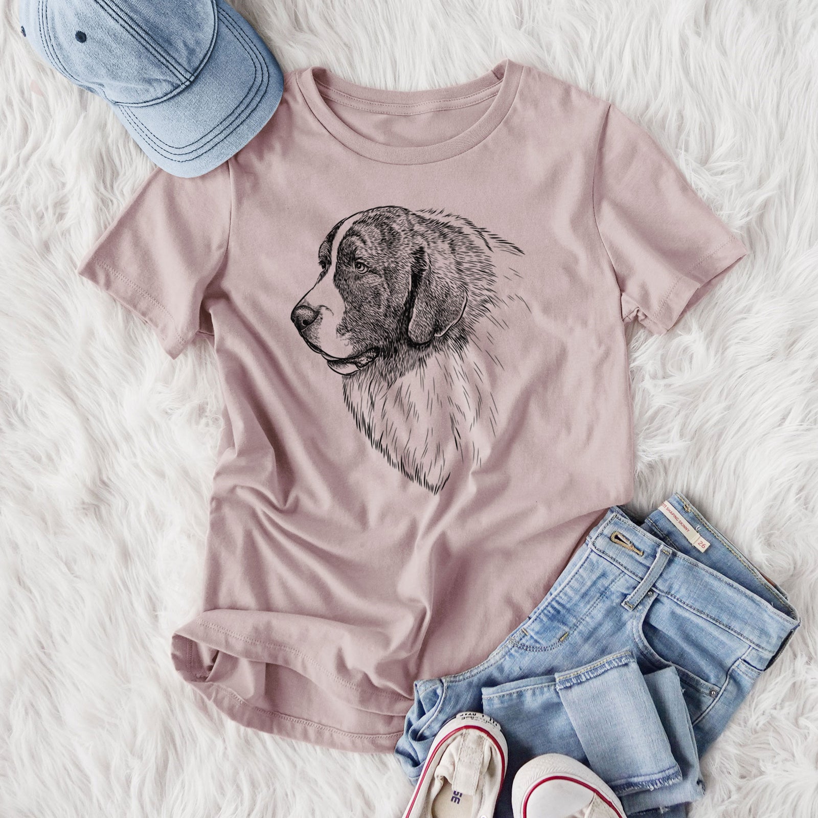 Bare Magnus the Pyrenean Mastiff - Women's Lightweight Relaxed Fit 100% Cotton Crewneck