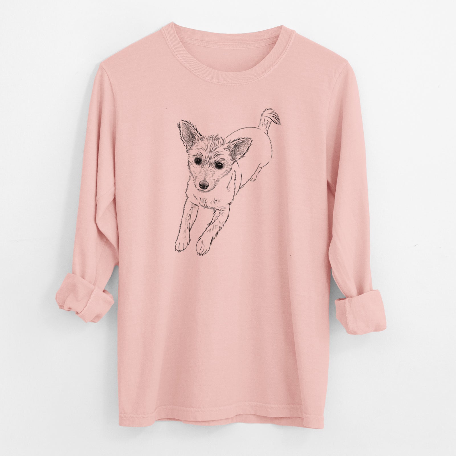 Bare Maisie the Terrier Mix - Men's Heavyweight 100% Cotton Long Sleeve