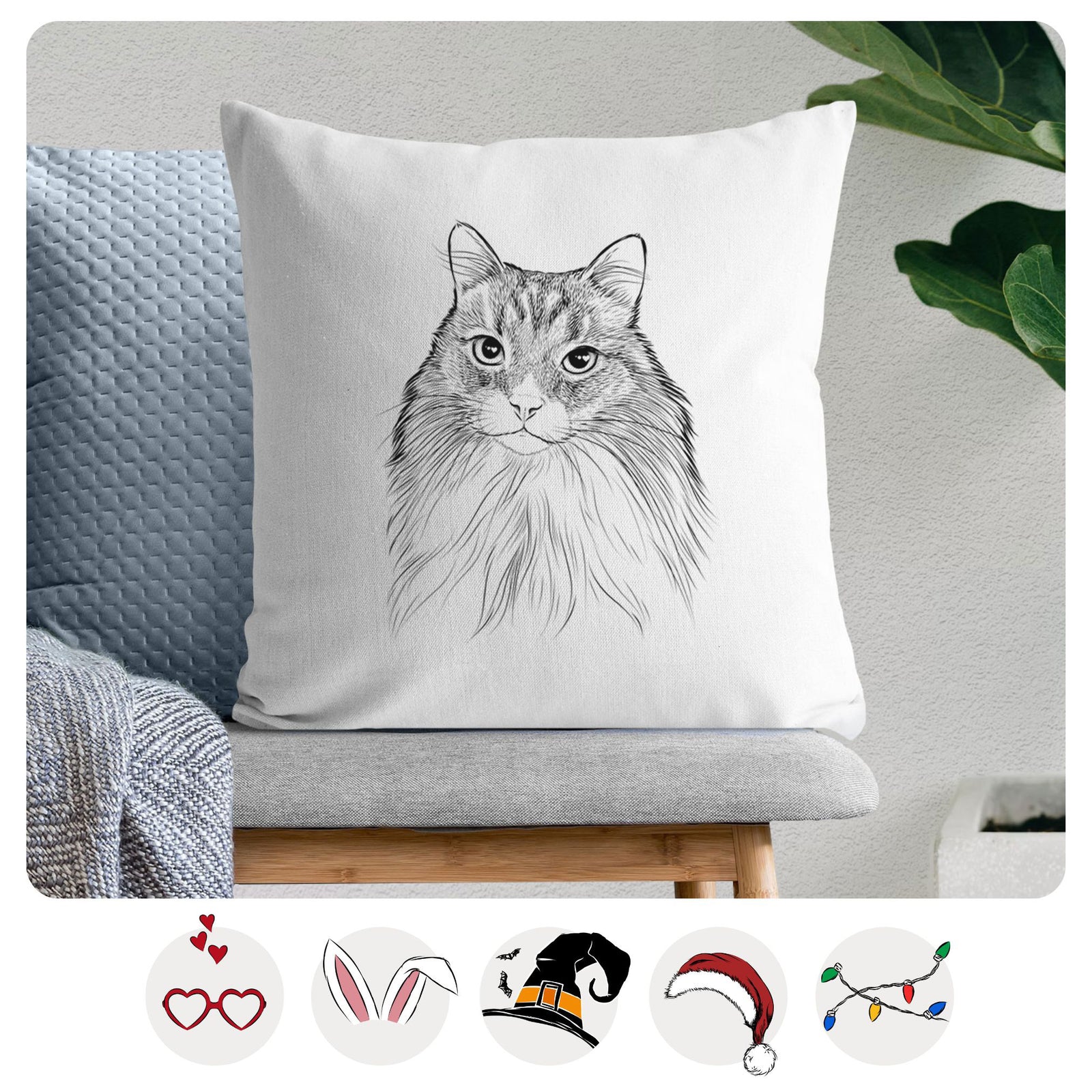 Maks the Siberian Cat - Throw Pillow Cover