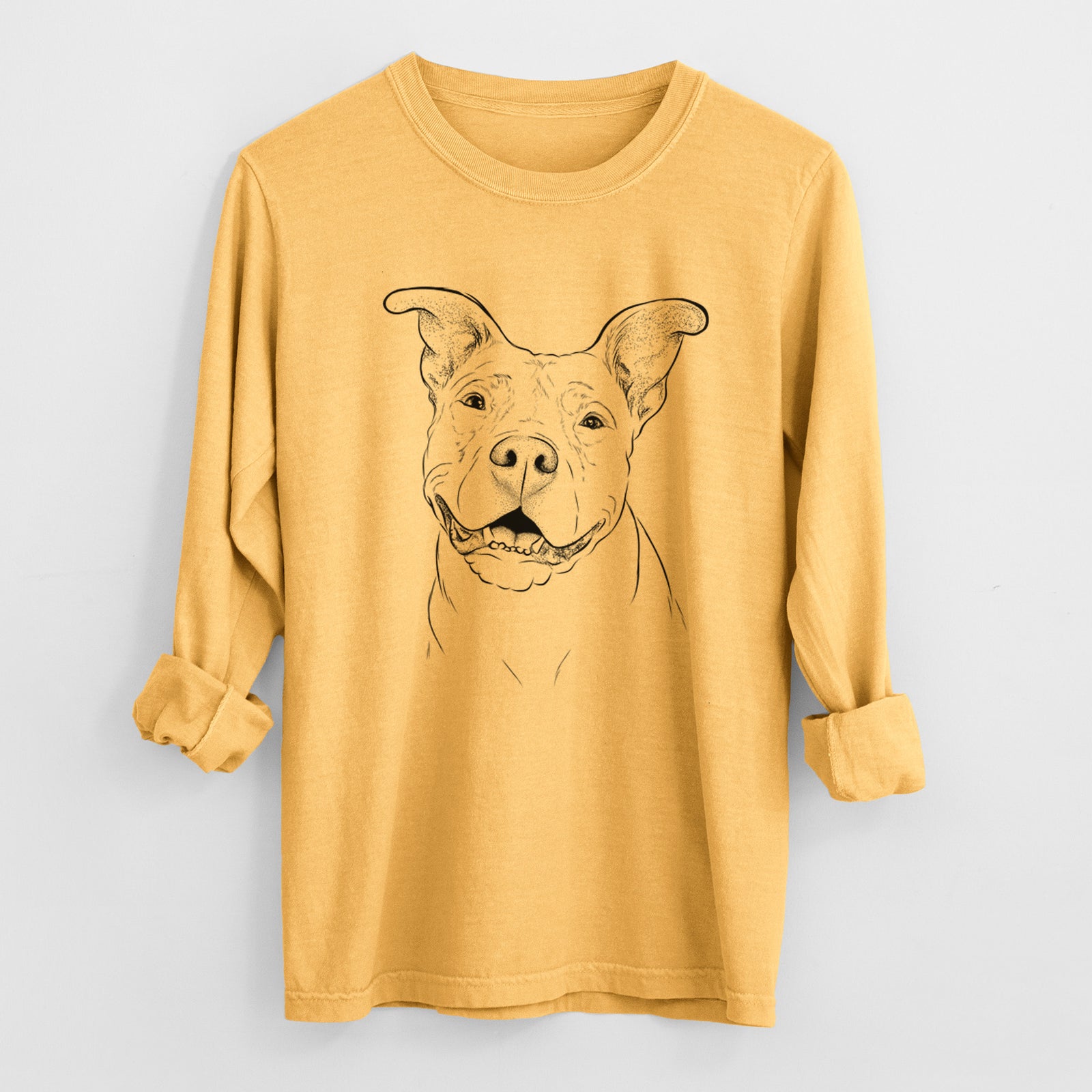 Bare Malibu the Staffordshire Terrier/Pitbull Mix - Men's Heavyweight 100% Cotton Long Sleeve