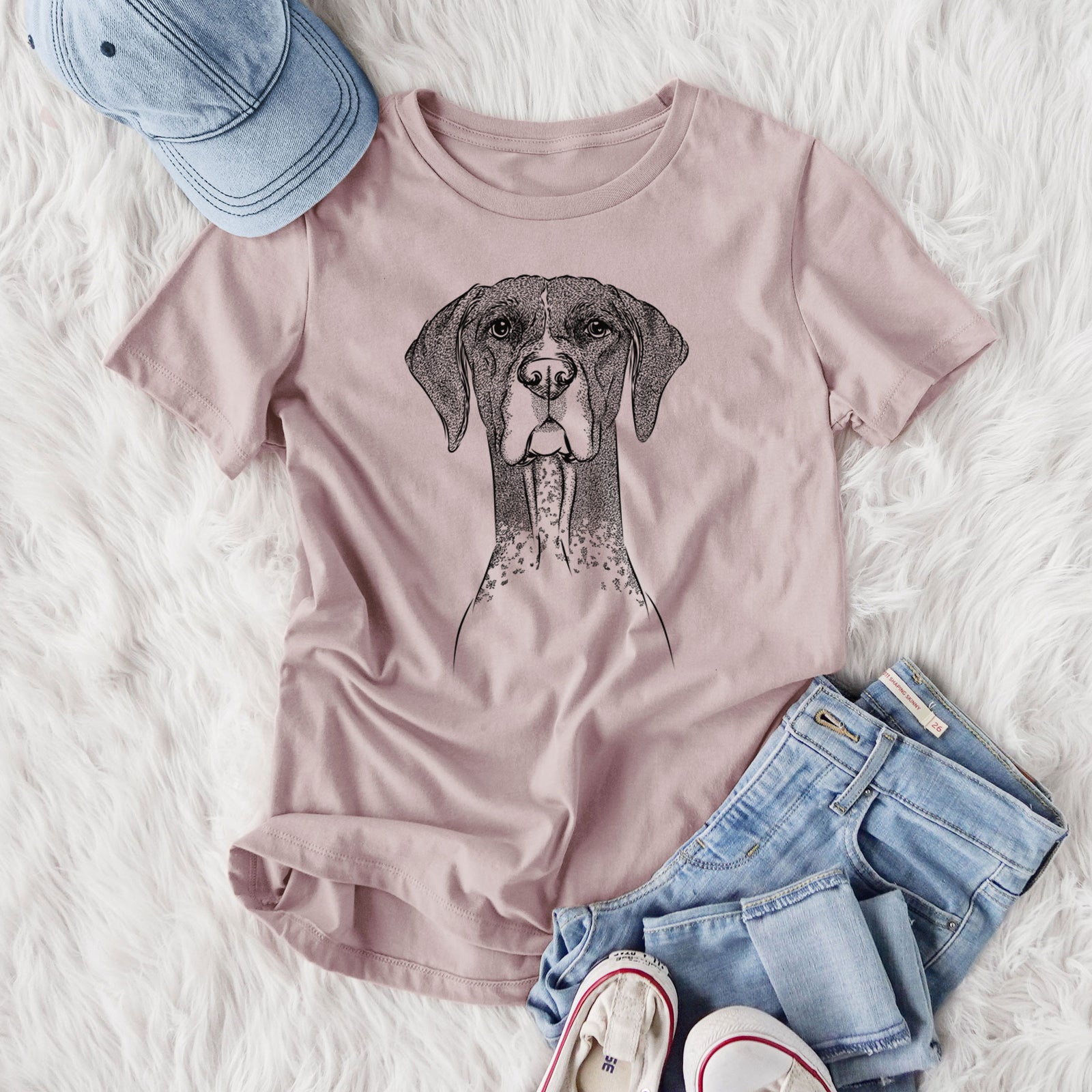 Bare Mattis the German Shorthaired Pointer - Women's Lightweight Relaxed Fit 100% Cotton Crewneck
