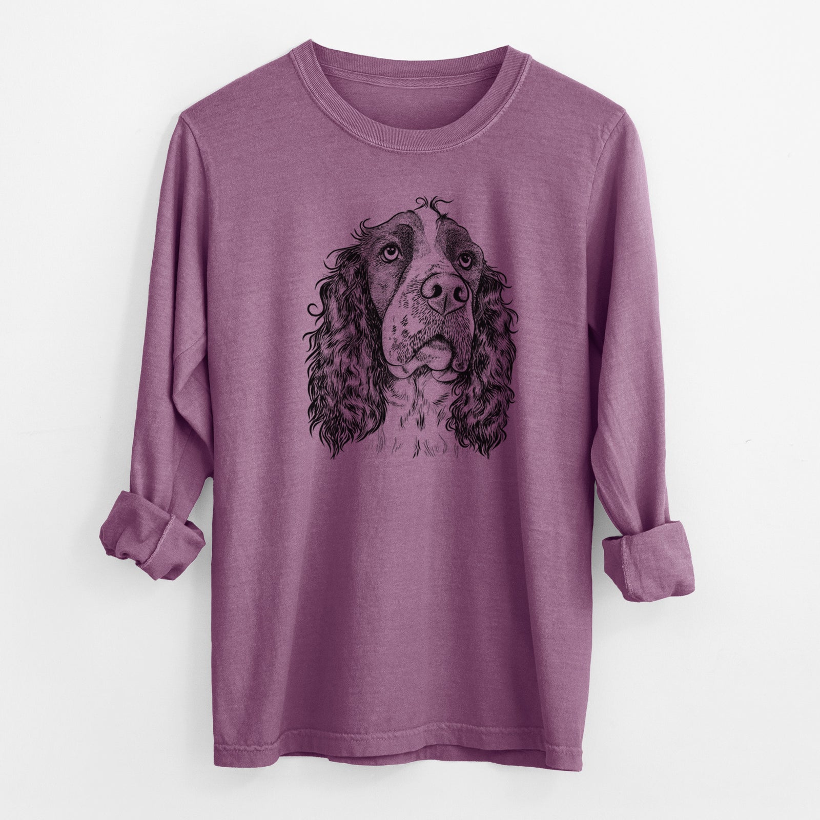 Bare Millie Mae the English Springer Spaniel - Men's Heavyweight 100% Cotton Long Sleeve