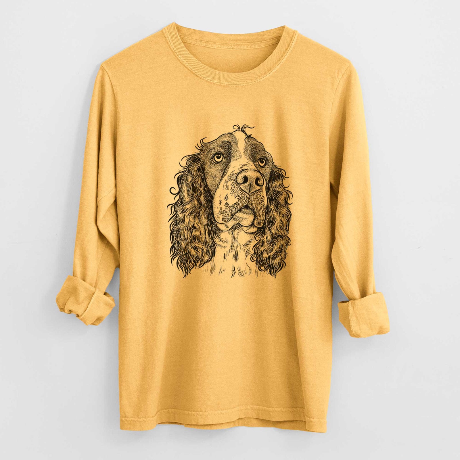 Bare Millie Mae the English Springer Spaniel - Men's Heavyweight 100% Cotton Long Sleeve