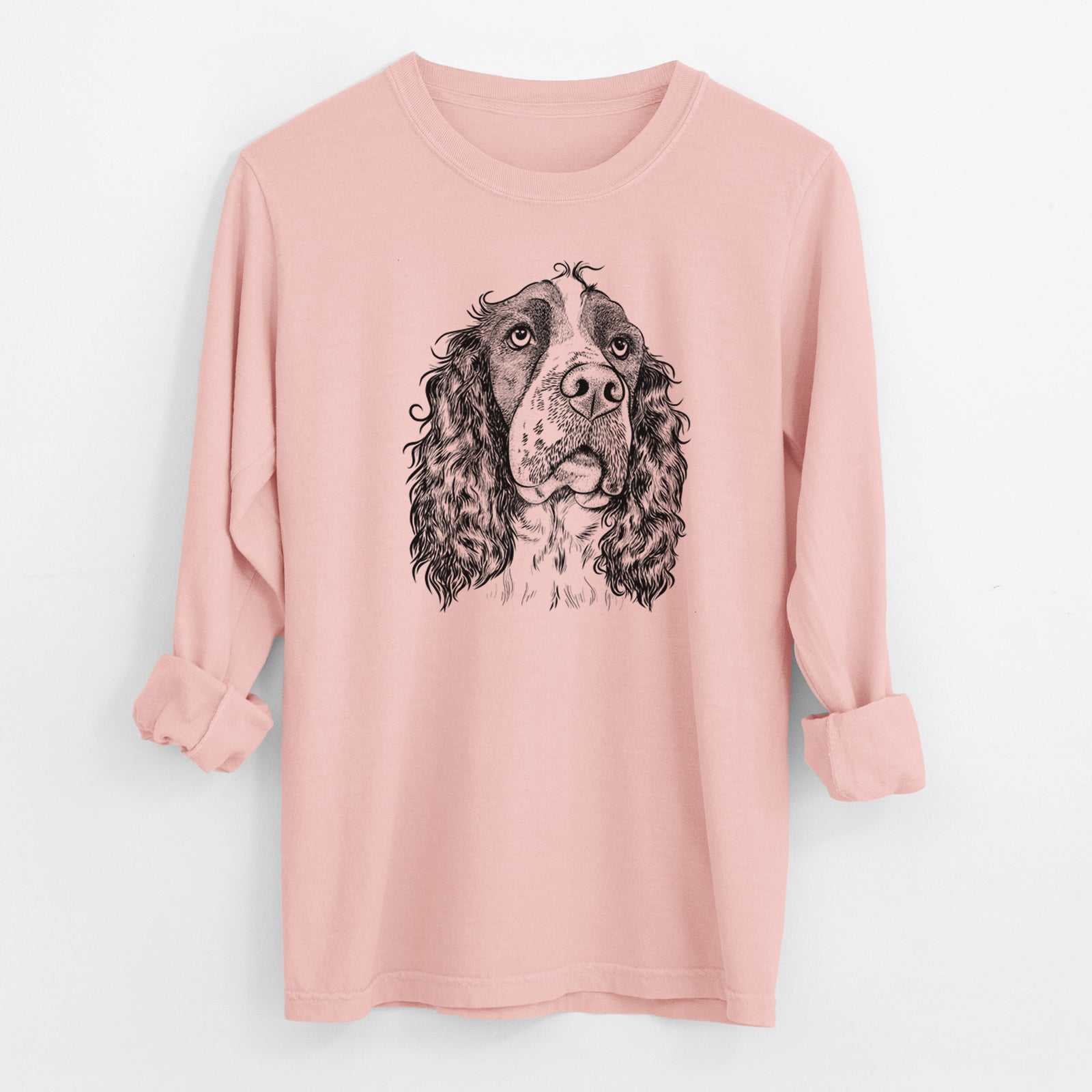 Bare Millie Mae the English Springer Spaniel - Men's Heavyweight 100% Cotton Long Sleeve
