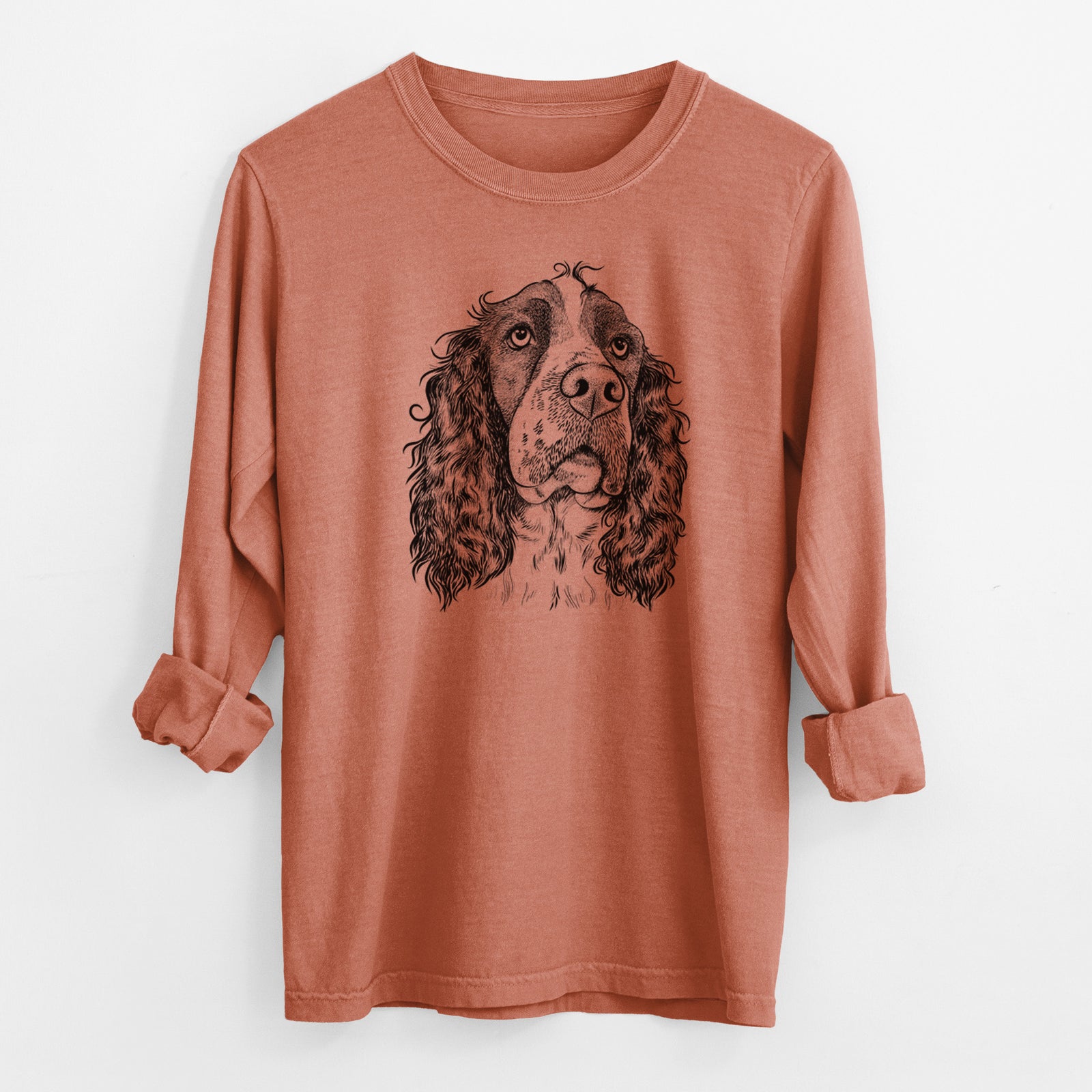 Bare Millie Mae the English Springer Spaniel - Men's Heavyweight 100% Cotton Long Sleeve