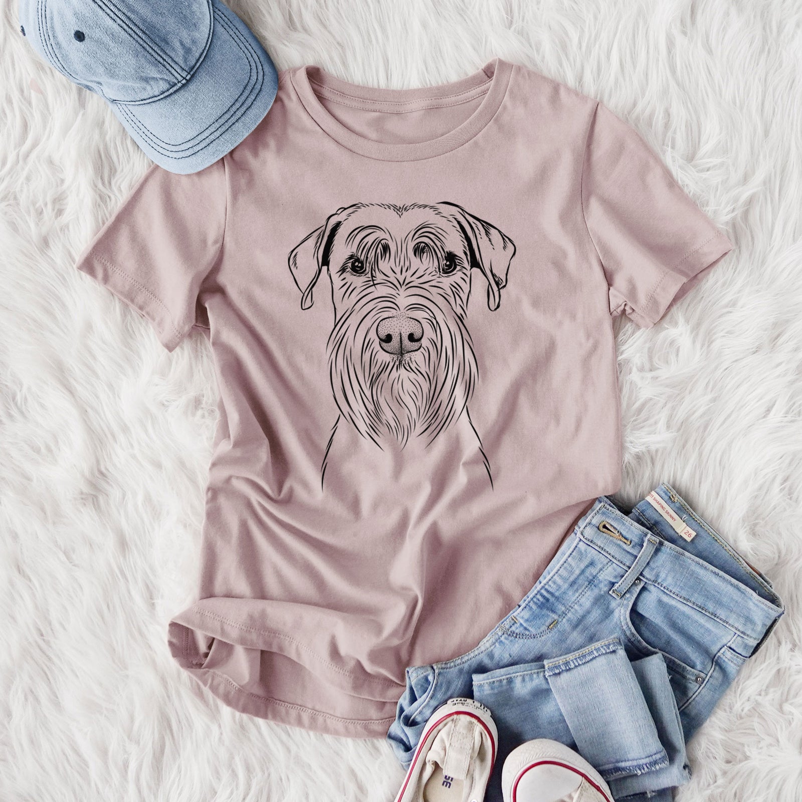 Bare Milton the Schnauzer - Women's Lightweight Relaxed Fit 100% Cotton Crewneck