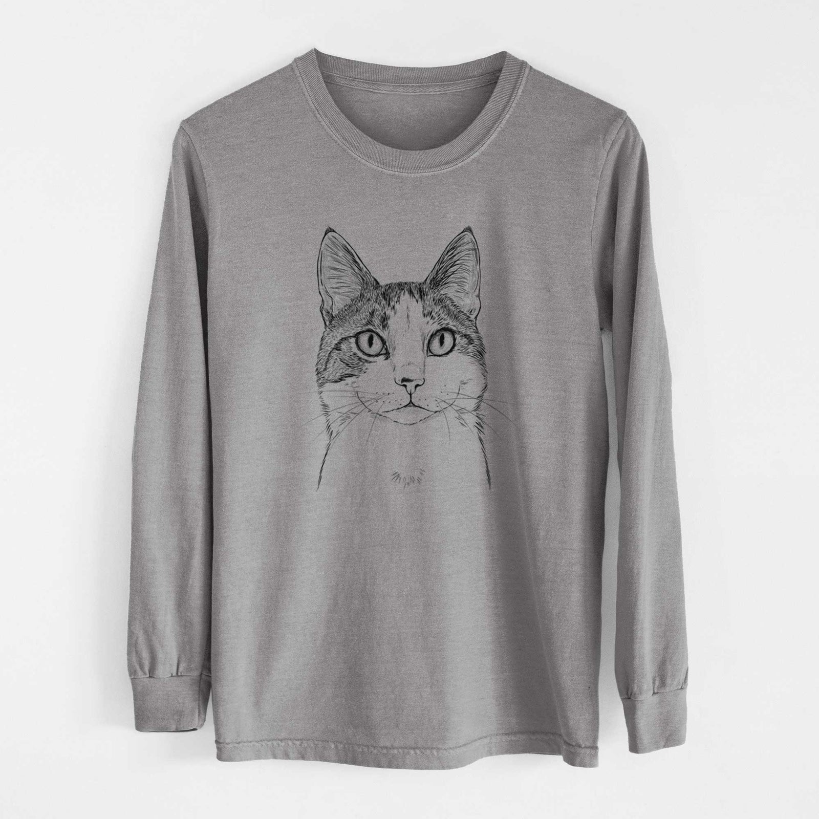 Bare Mini Griffin the Domestic Shorthair Cat - Men's Heavyweight 100% Cotton Long Sleeve