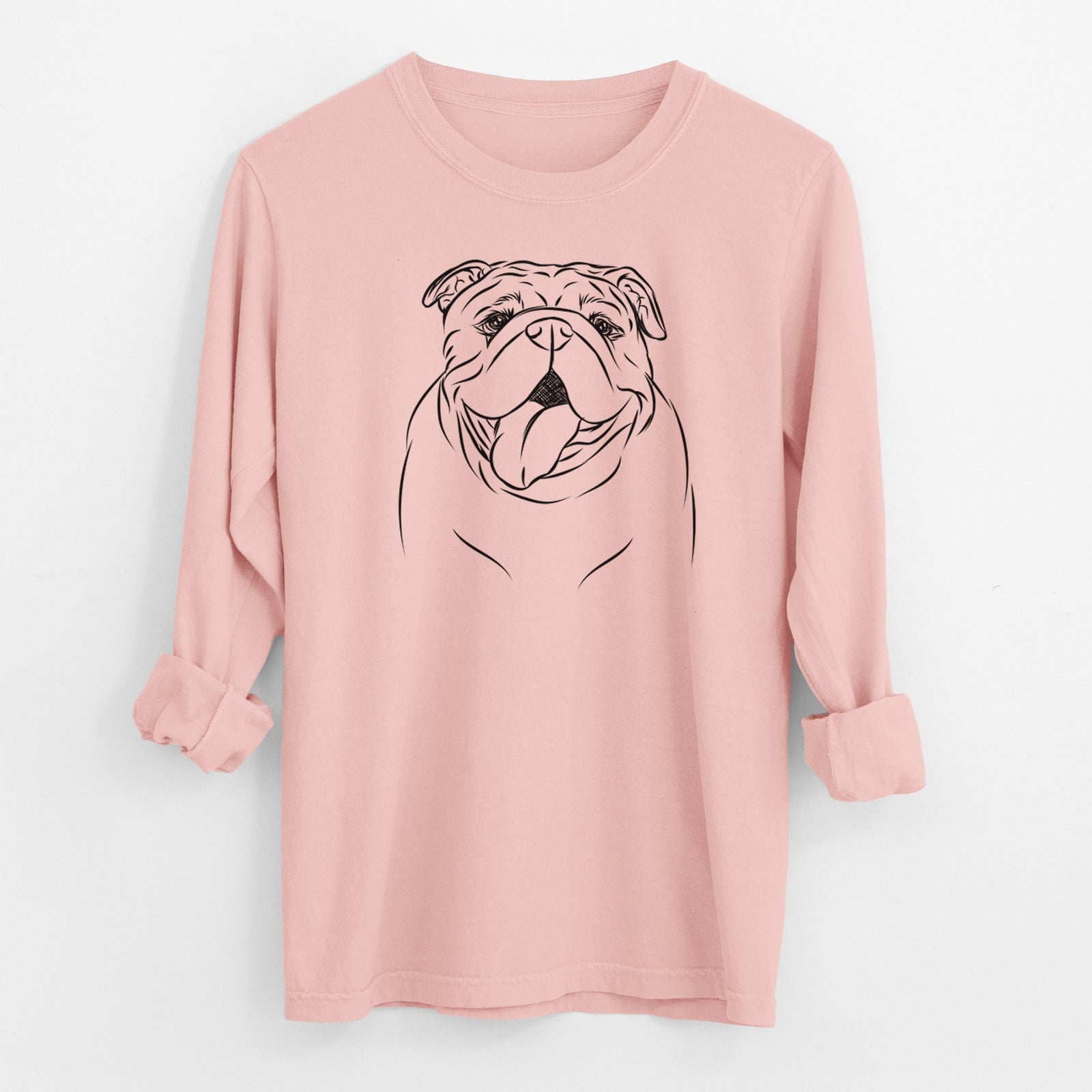 Bare Missy Moo the English Bulldog - Men's Heavyweight 100% Cotton Long Sleeve