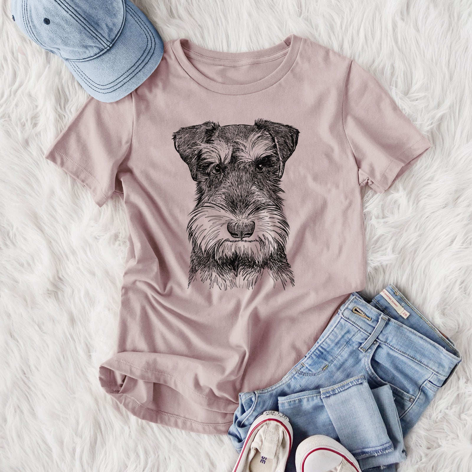 Bare Murphy the Mini Schnauzer - Women's Lightweight Relaxed Fit 100% Cotton Crewneck