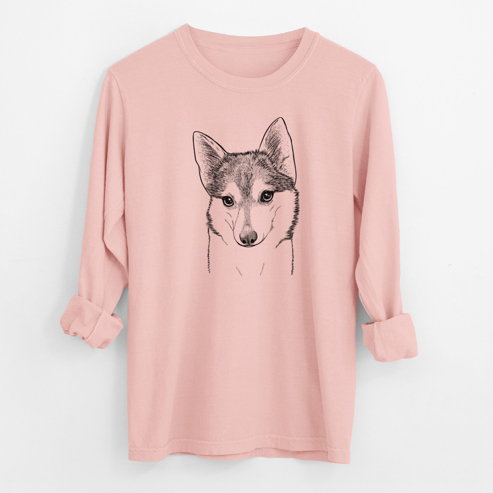 Bare Nami the Alaskan Klee Kai - Men's Heavyweight 100% Cotton Long Sleeve
