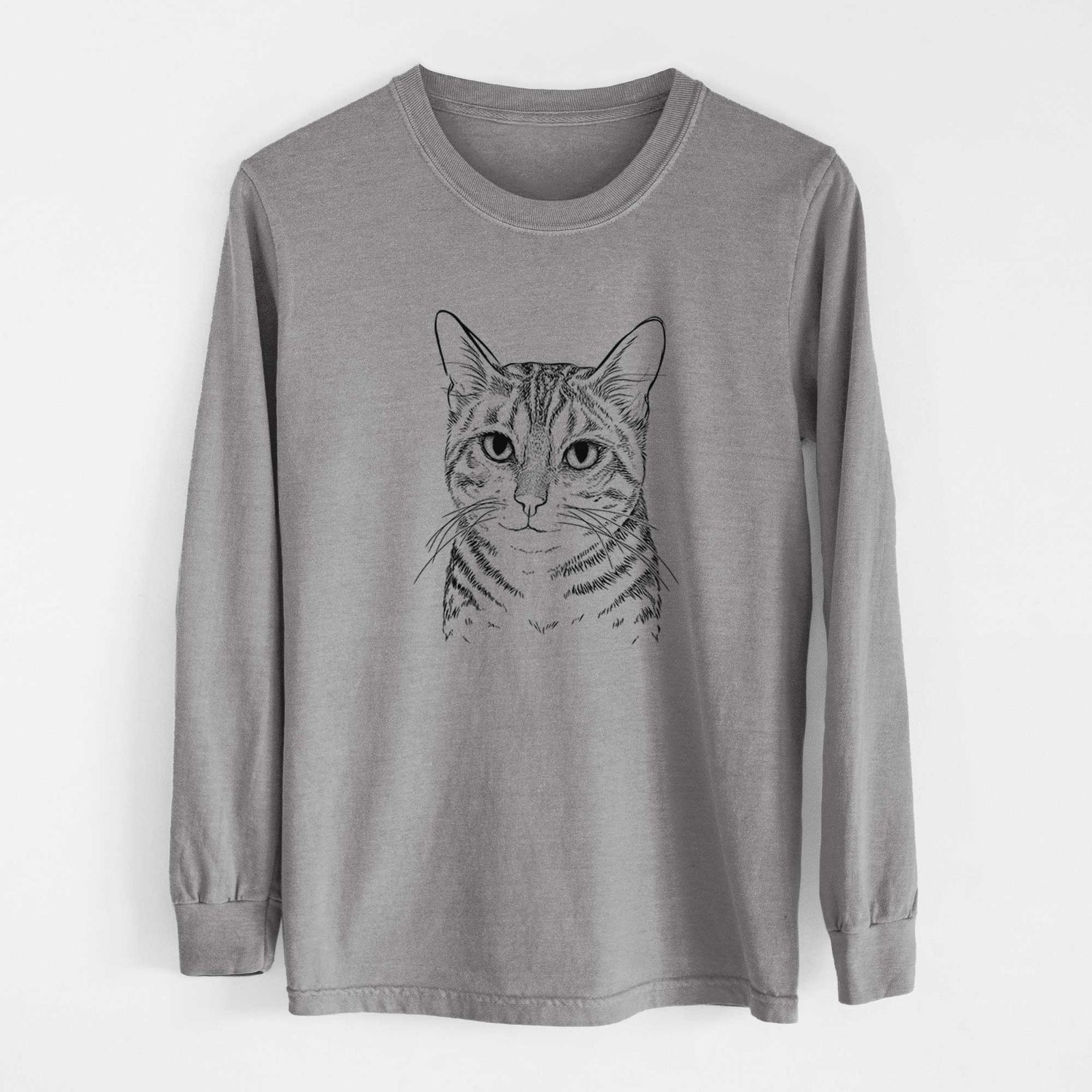 Bare Nell the Tabby Cat - Men's Heavyweight 100% Cotton Long Sleeve
