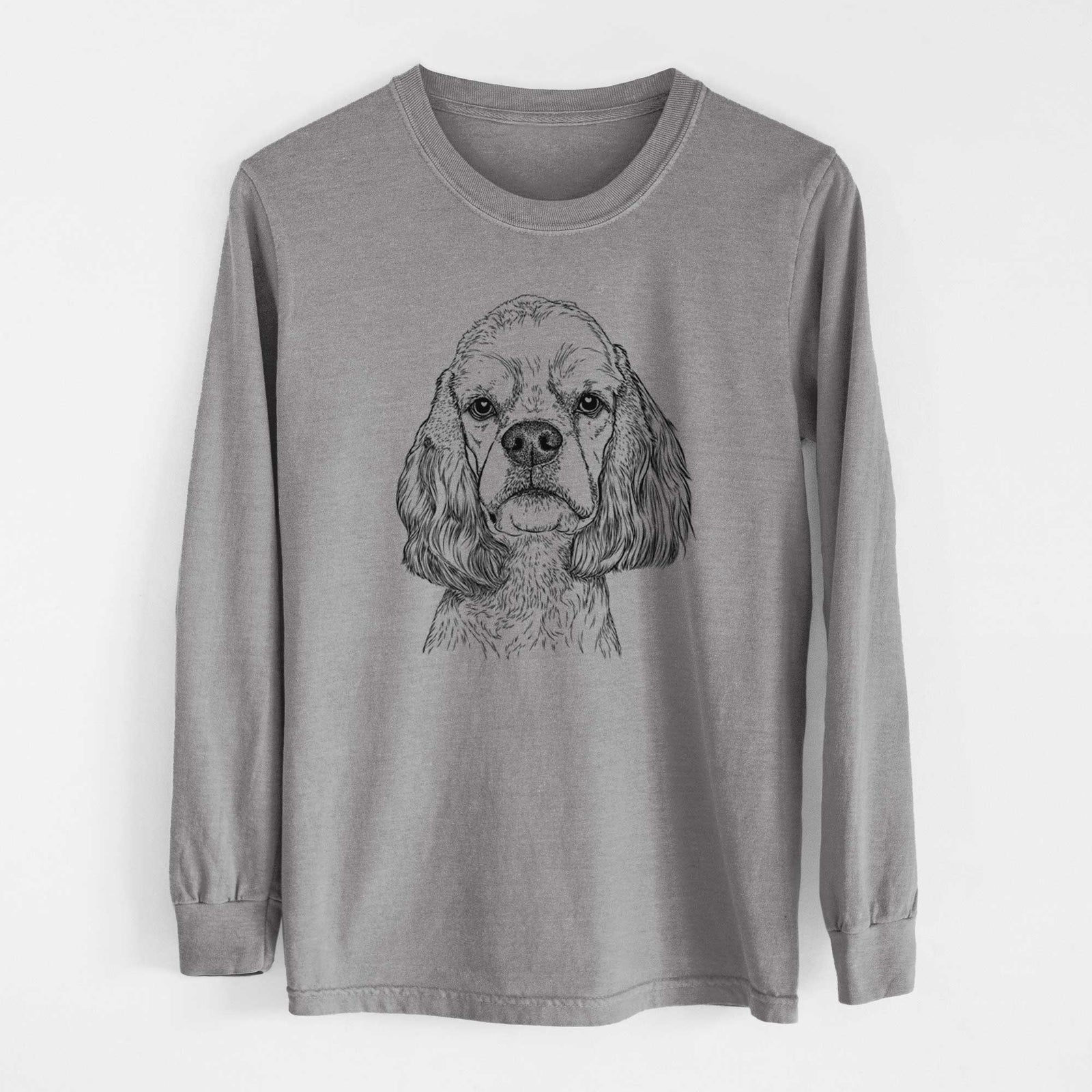 Bare Oakley the American Cocker Spaniel - Men's Heavyweight 100% Cotton Long Sleeve