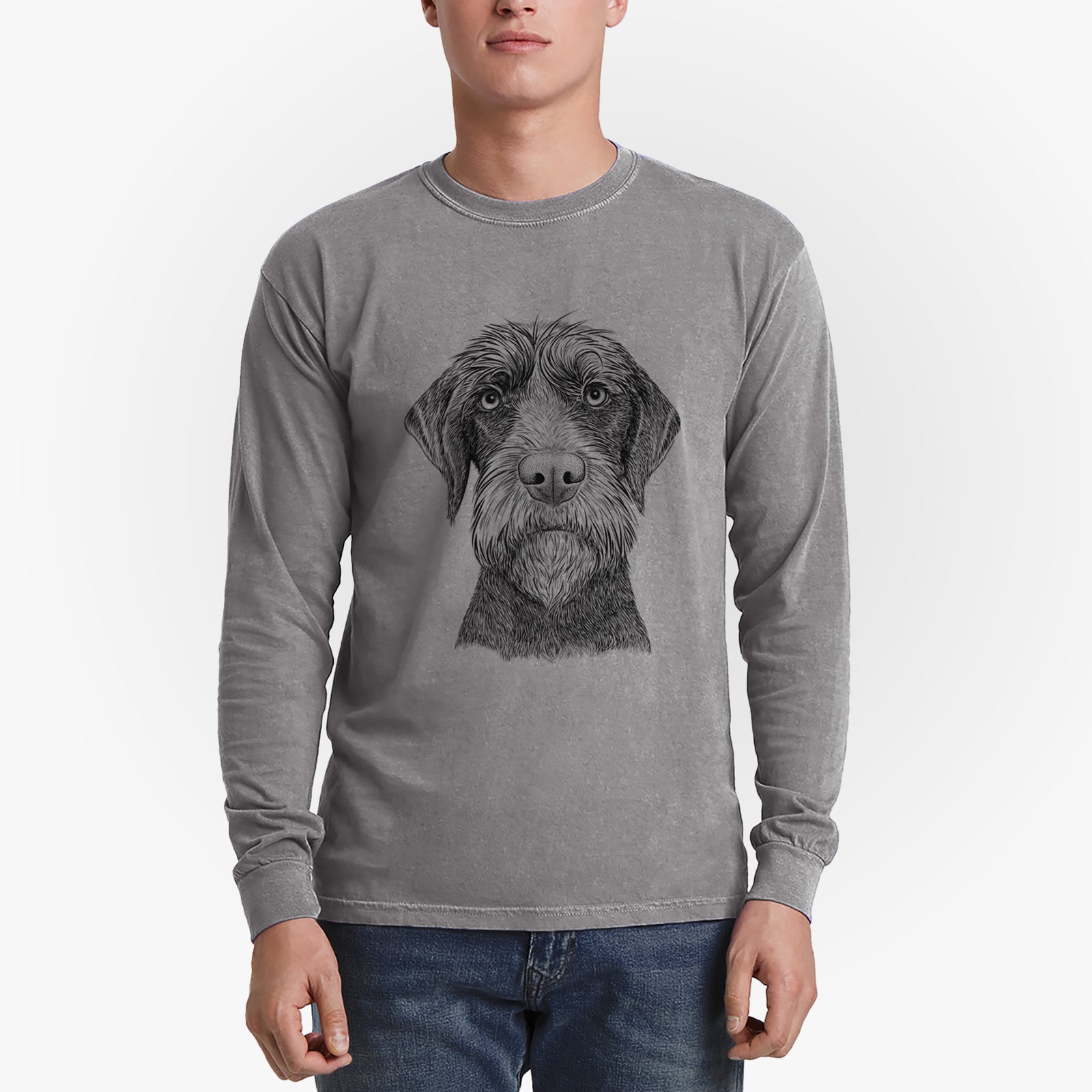Bare Oakley the Pudelpointer - Men's Heavyweight 100% Cotton Long Sleeve