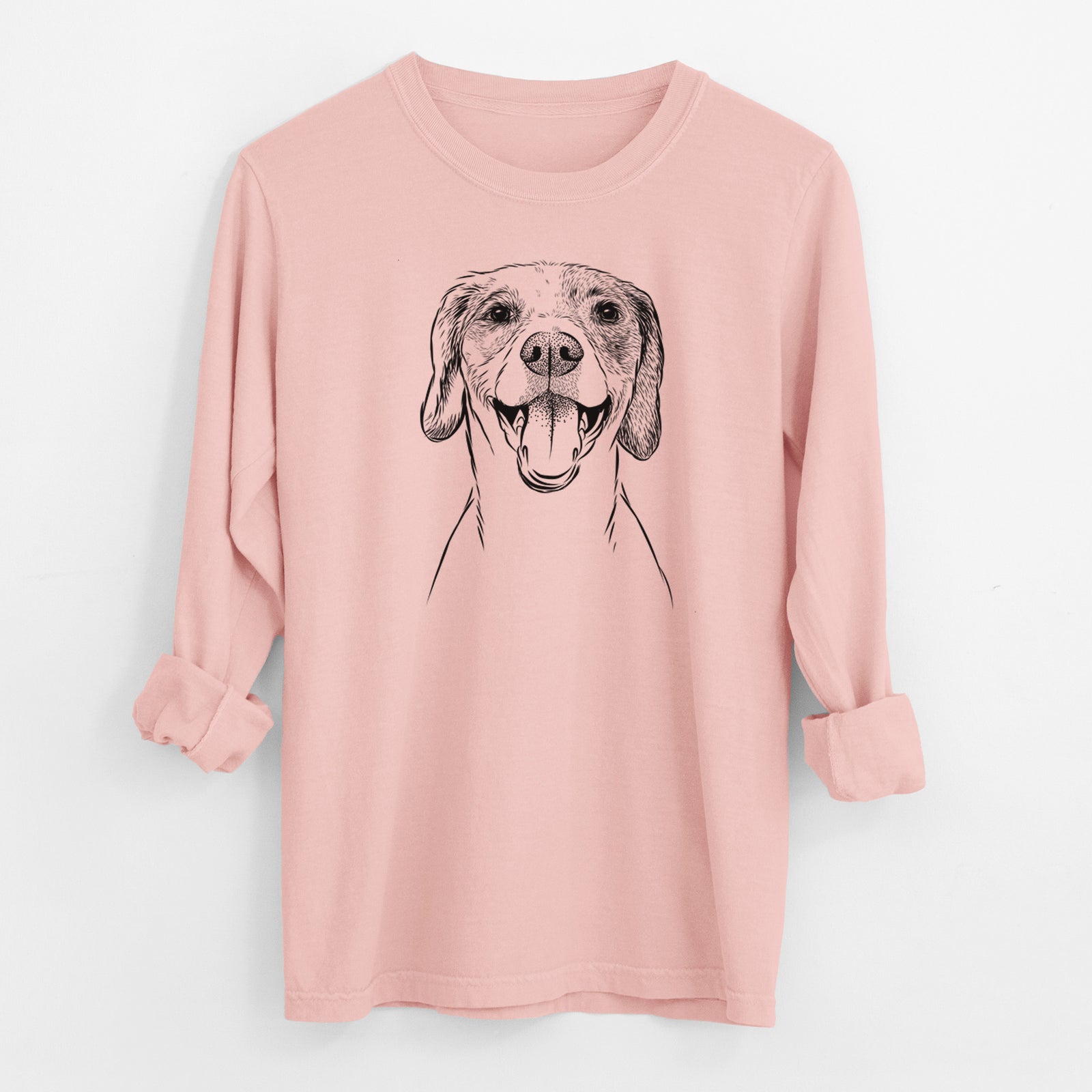 Bare Obi the Beagle Mix - Men's Heavyweight 100% Cotton Long Sleeve