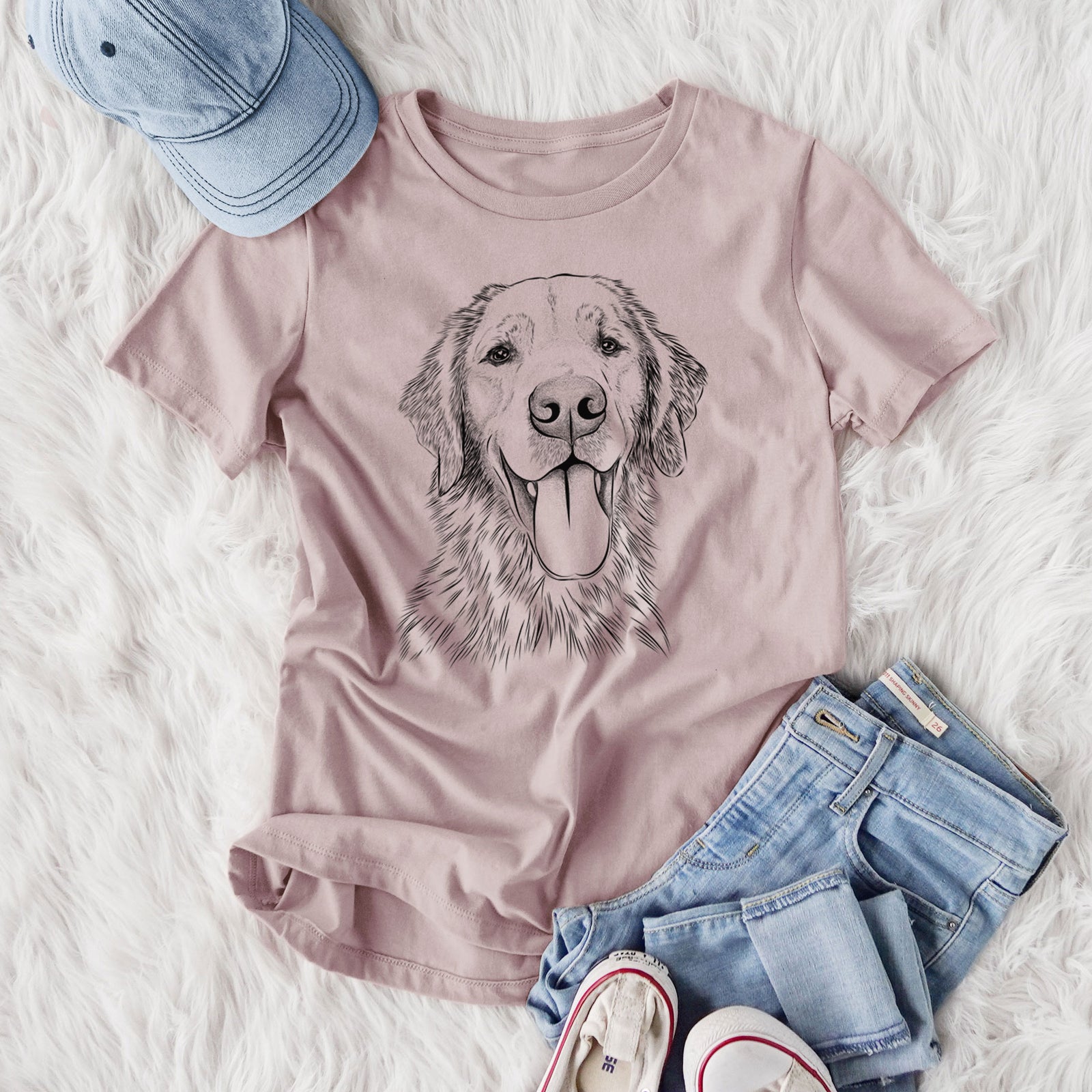 Bare Oliver Tredup the Golden Retriever - Women's Lightweight Relaxed Fit 100% Cotton Crewneck