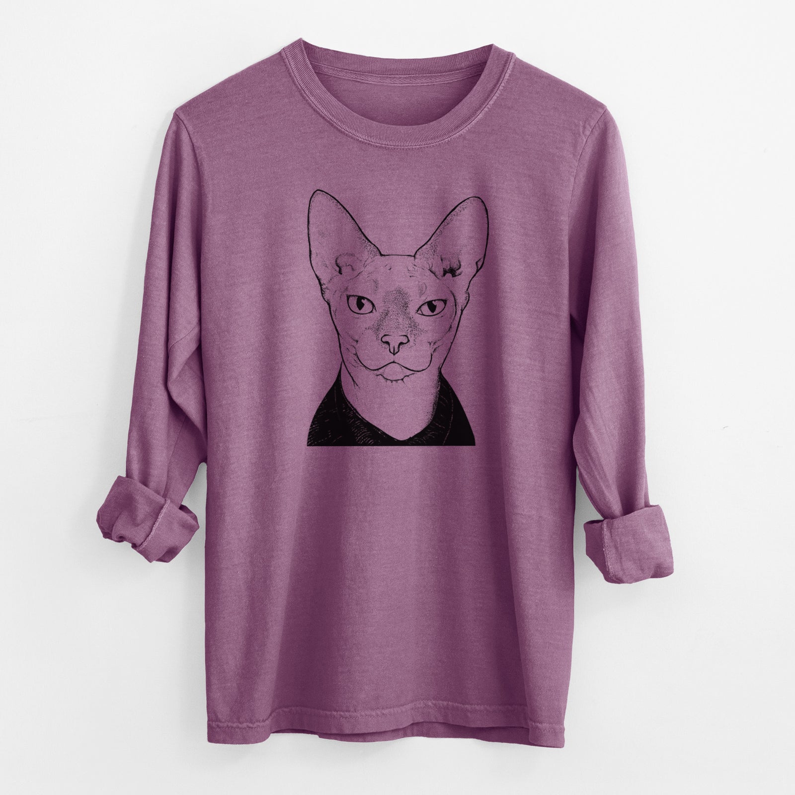 Bare Oliver Watson the Sphynx Cat - Men's Heavyweight 100% Cotton Long Sleeve