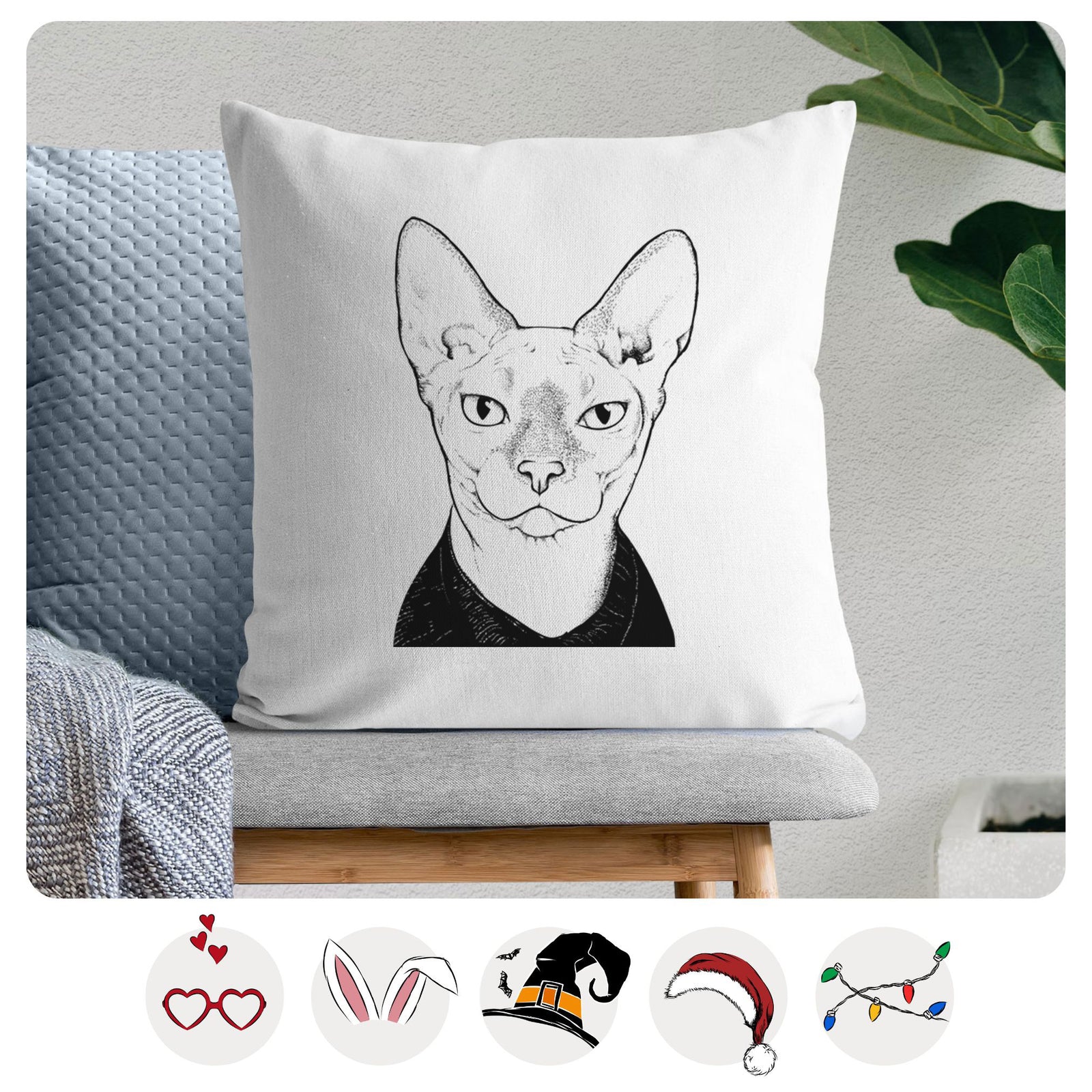 Oliver Watson the Sphynx Cat - Throw Pillow Cover