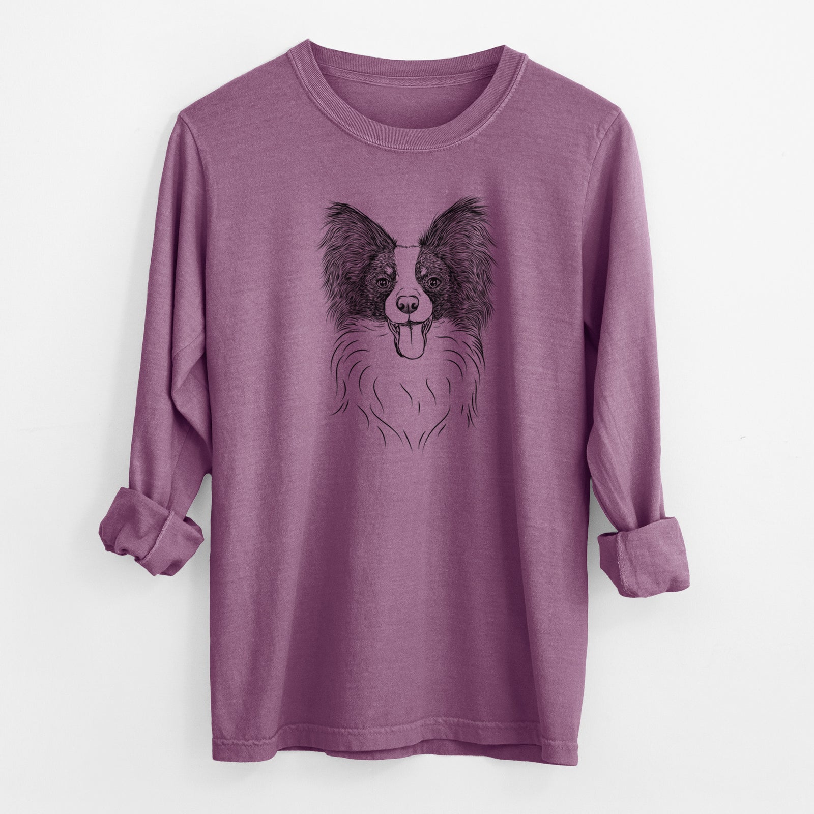 Bare Patrick the Papillon - Men's Heavyweight 100% Cotton Long Sleeve