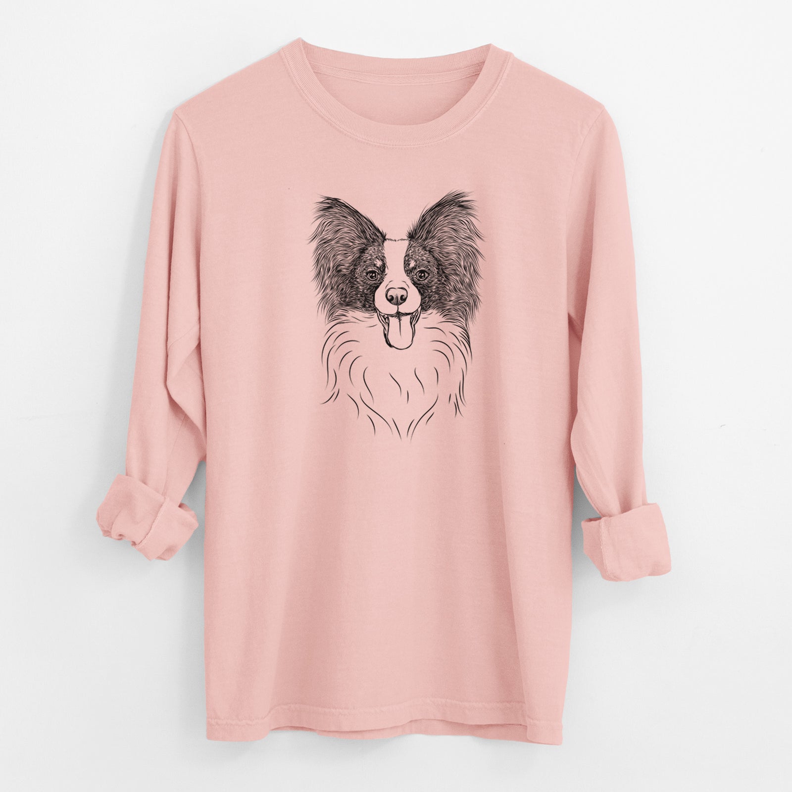 Bare Patrick the Papillon - Men's Heavyweight 100% Cotton Long Sleeve