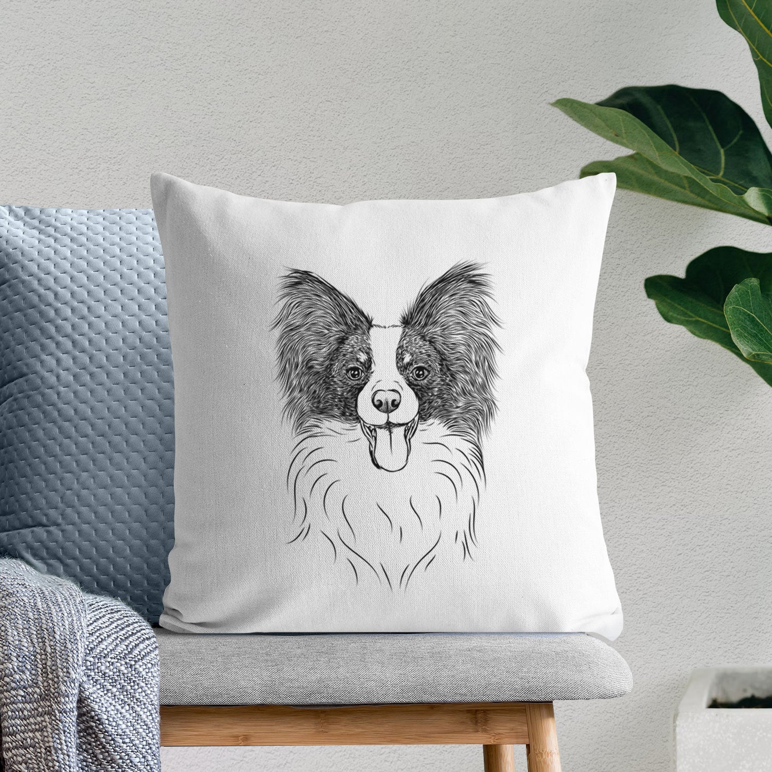 Patrick the Papillon - Throw Pillow Cover