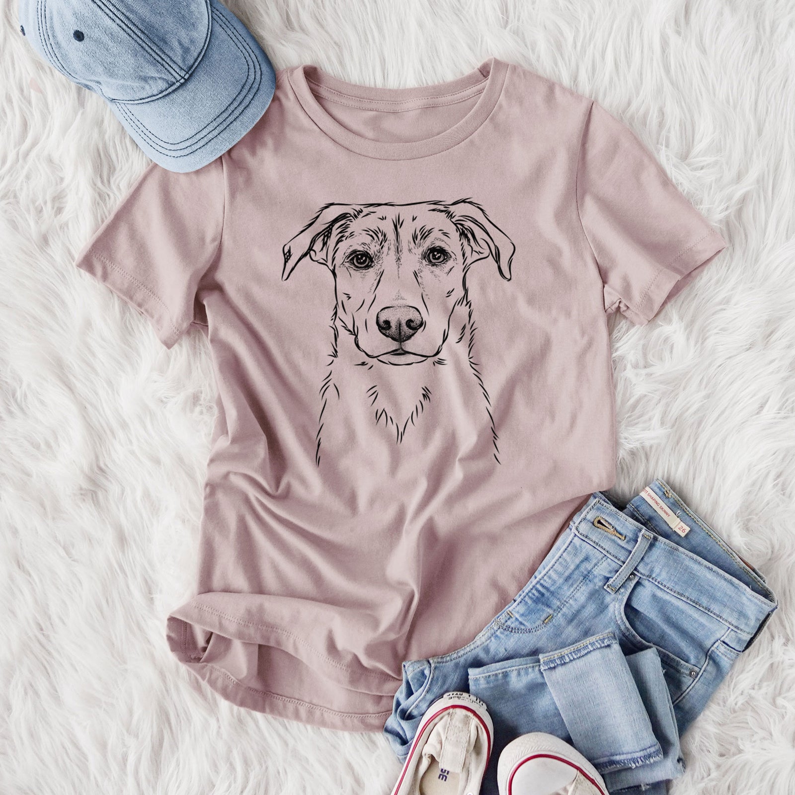 Bare Peanut the Lab Mix - Women's Lightweight Relaxed Fit 100% Cotton Crewneck