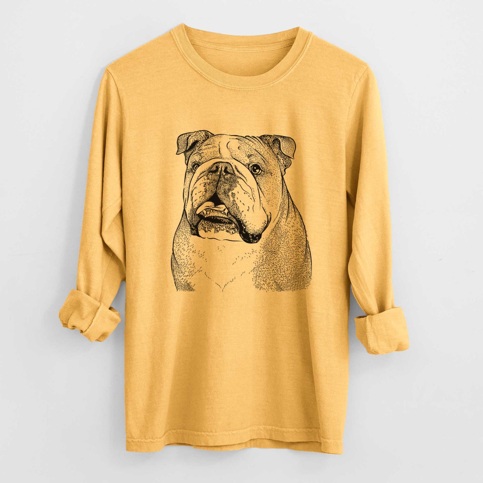 Bare Piggy the English Bulldog - Men's Heavyweight 100% Cotton Long Sleeve